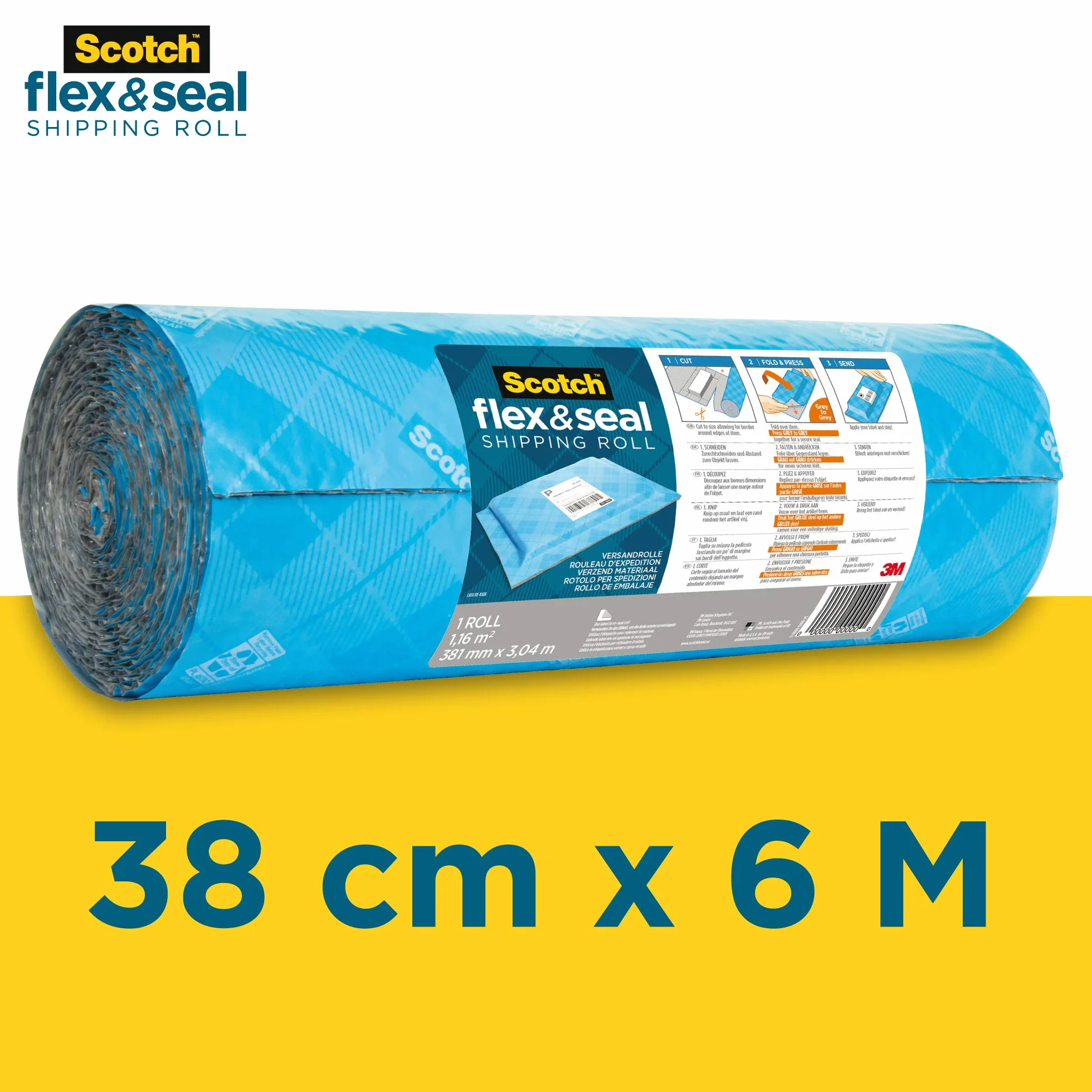 Scotch Flex & Seal Rotolo di Spedizione 38 cm x 6 m Imballaggio Alternativa a Poli Mailer