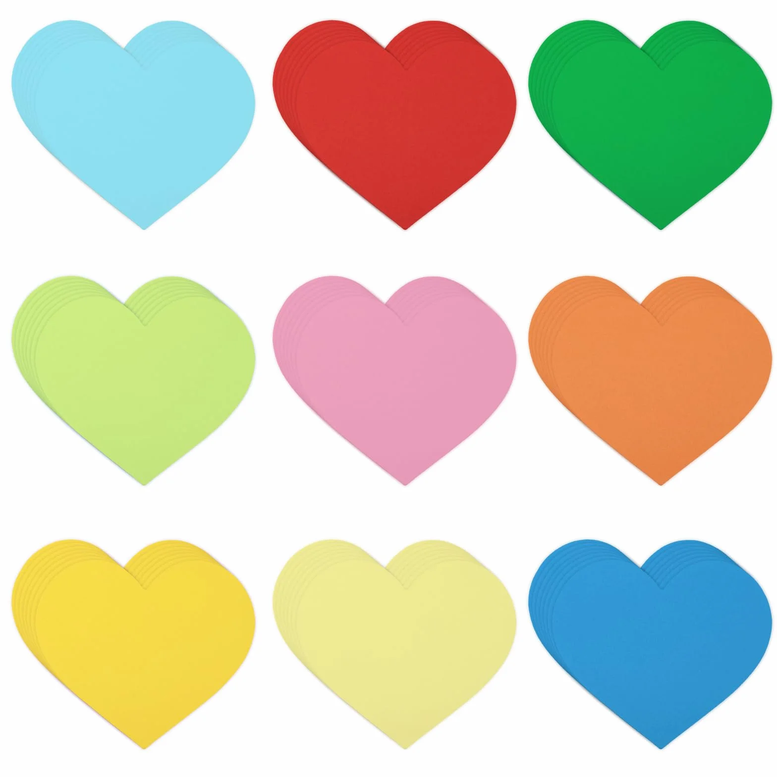 Ritagli di Carta a Cuore 72pz 15,3x13,2cm 9 Colori Cartoncino a Forma di Cuore Grande per San Valentino Decorazione