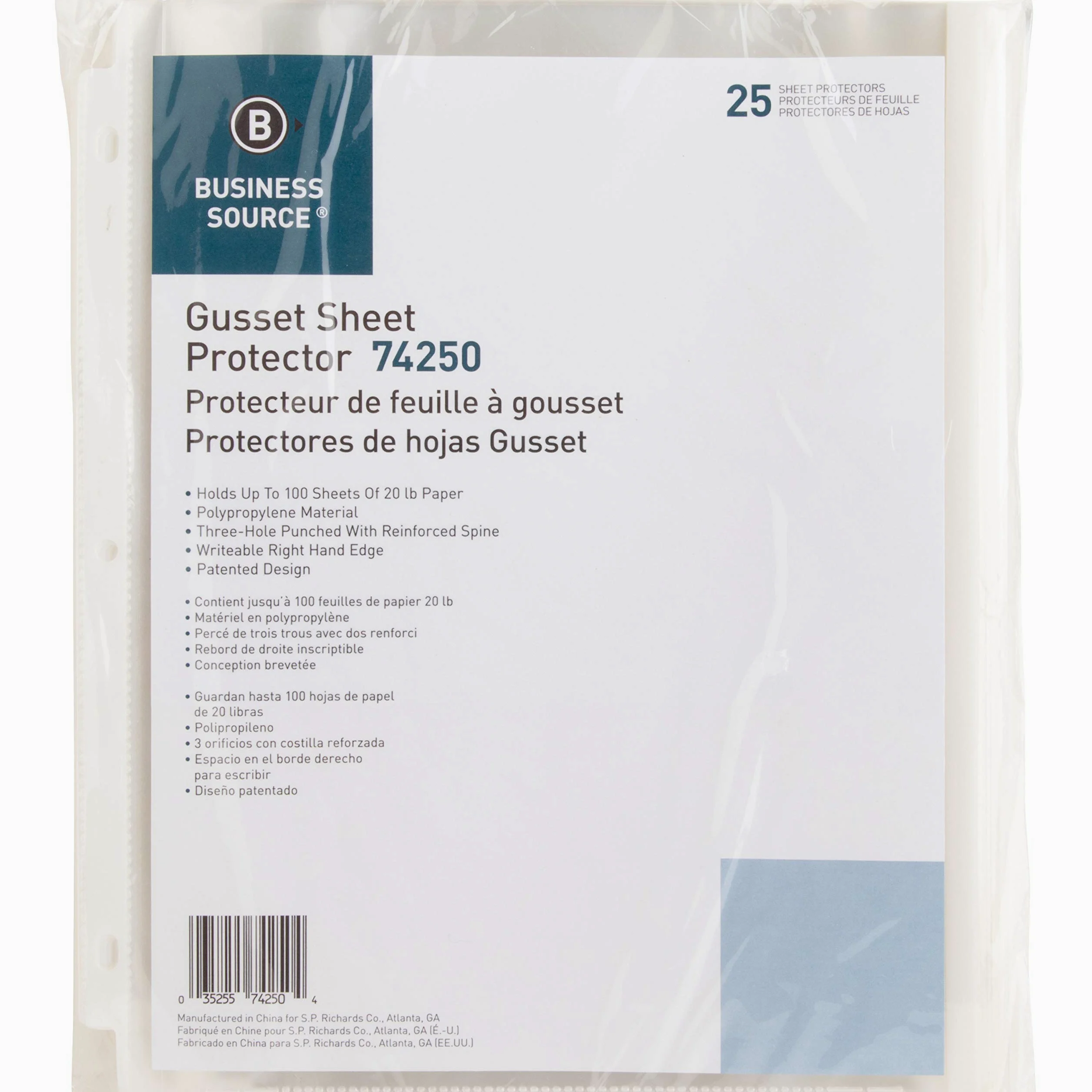 Sparco Sheet Protectors, High-Capacity, 11" x8-1/2, 25/PK, Clear, Sold as 1 Package, SPR74250