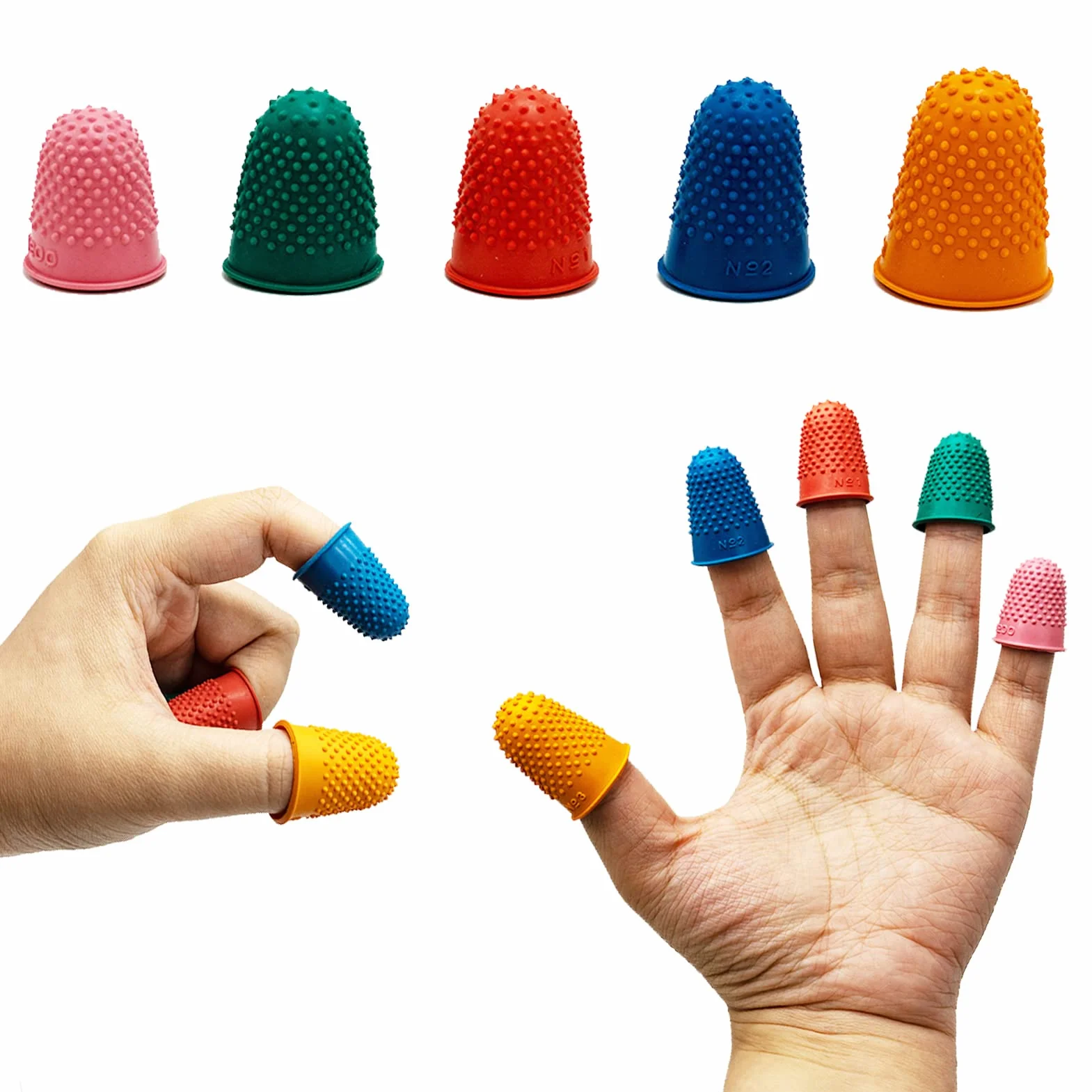 Ditali in Gomma Protezione Dito 10 Pezzi 5 Dimensioni Riutilizzabili Spessi per Colla Stick