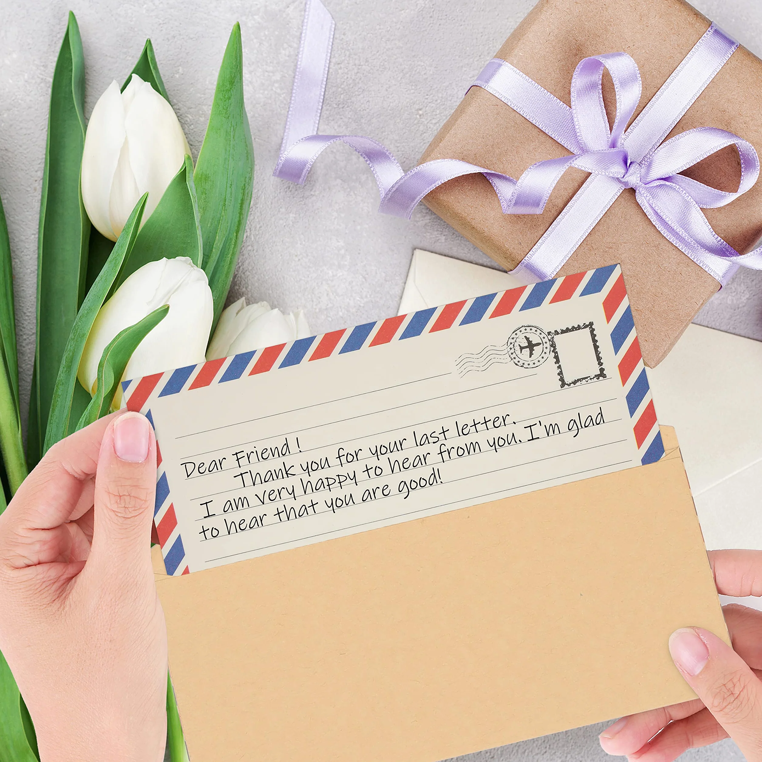 Belle Vous Carta Da Lettere Vintage 96 Pezzi - 48 Fogli Premium Formato Lettera 48 Buste Set Carta Viaggio