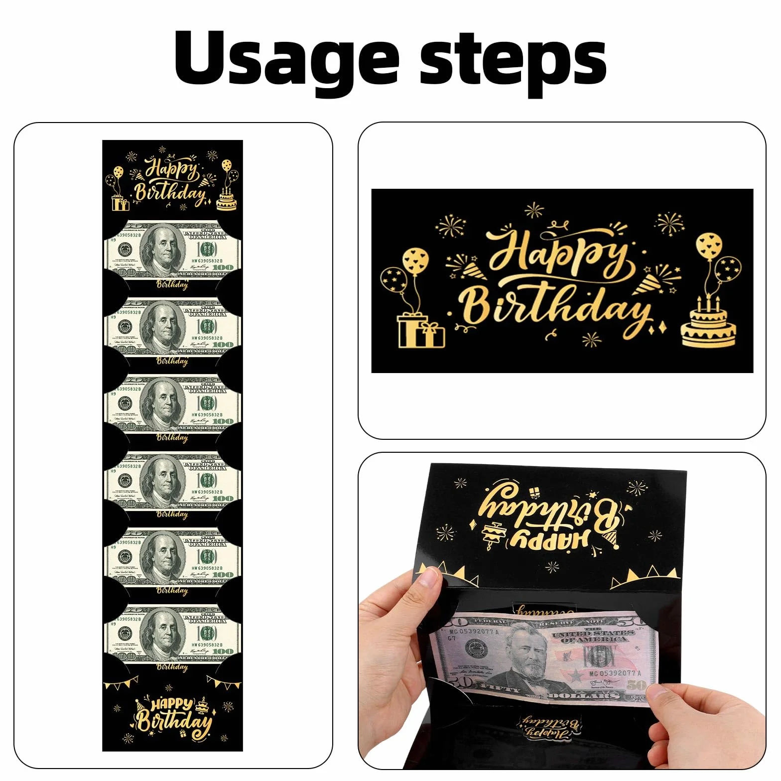 Porta Soldi per Compleanno Oro Nero 6 Scomparti Uomini Donne Bambini Regalo Creativo