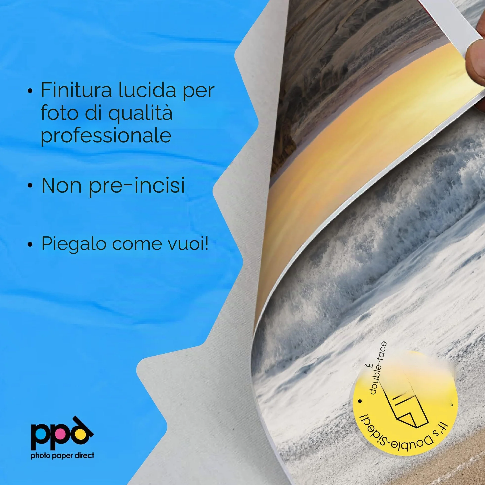 PPD A4 50 Fogli 140g Carta Fotografica Lucida Fronte-Retro per Stampanti Inkjet