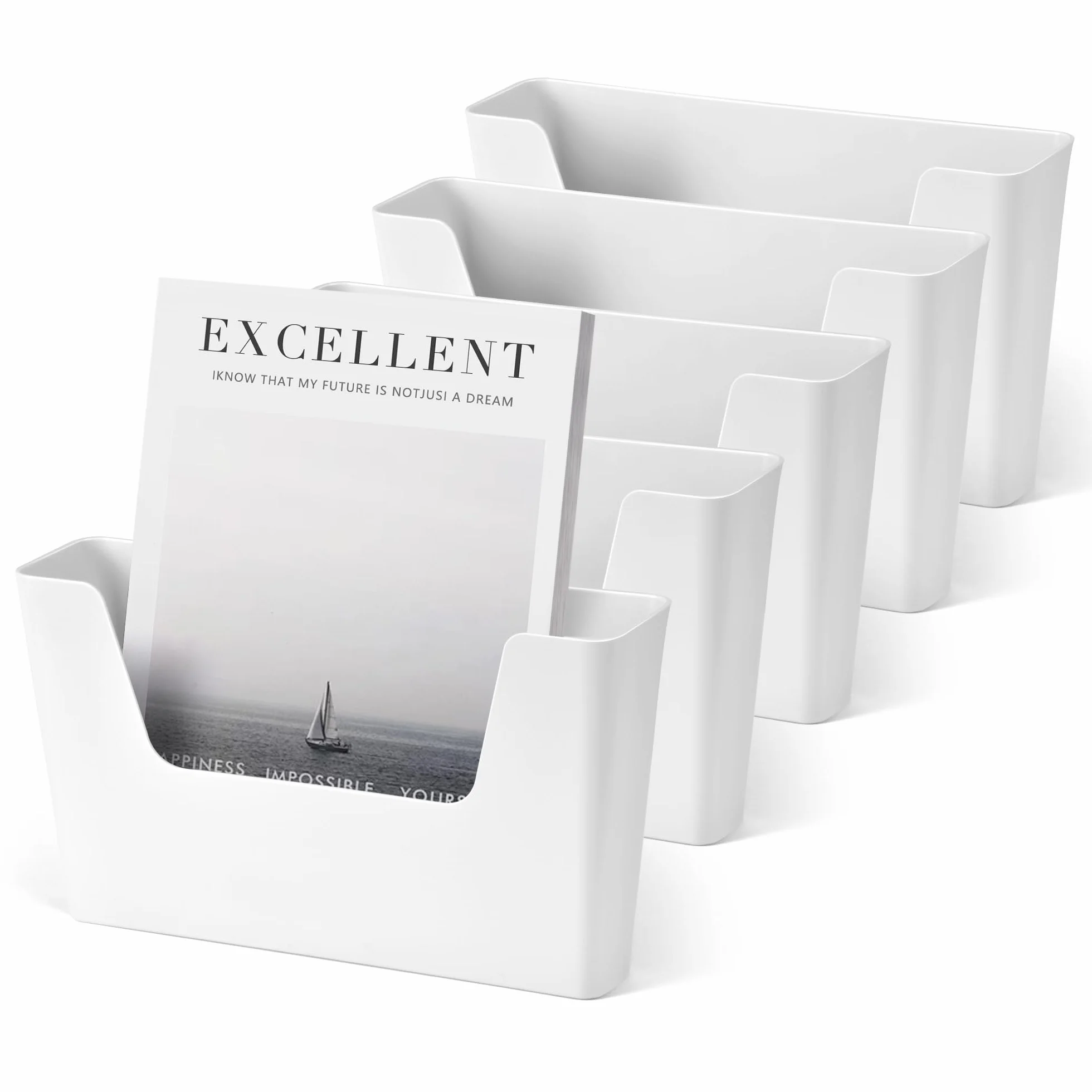 YOHOM Supporto adesivo per ufficio, piccolo supporto per documenti da appendere alla parete, alla porta, per posta, banconote, organizer in plastica (bianco, 5 pezzi)