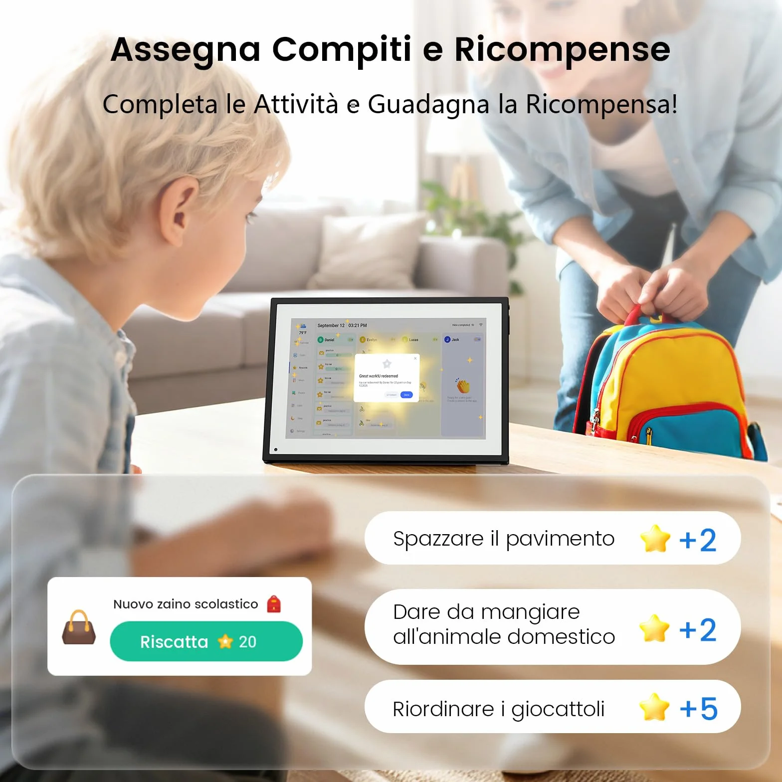 NEWYES 10,1" Calendario Digitale da Tavolo 2026, Agenda Familiare con Touchscreen Interattivo e Cornice Digitale Adatta per Camere da Letto, Cucine e Uffici, ADHD Planner