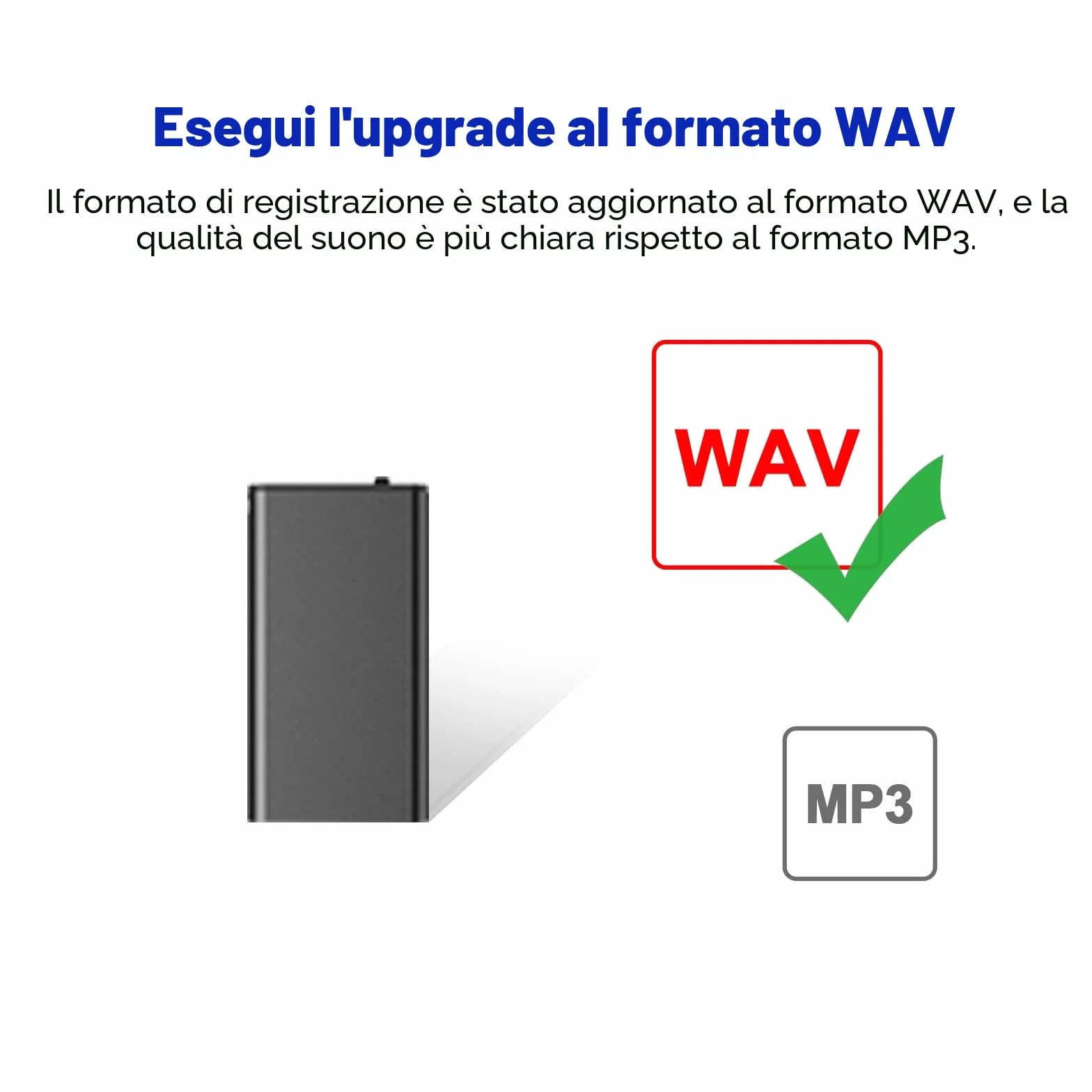 Solo 0,5 cm di spessore, mini registratore vocale attivato, registratore audio digitale, piccolo dispositivo di ascolto, micro dittafono, STTWUNAKE
