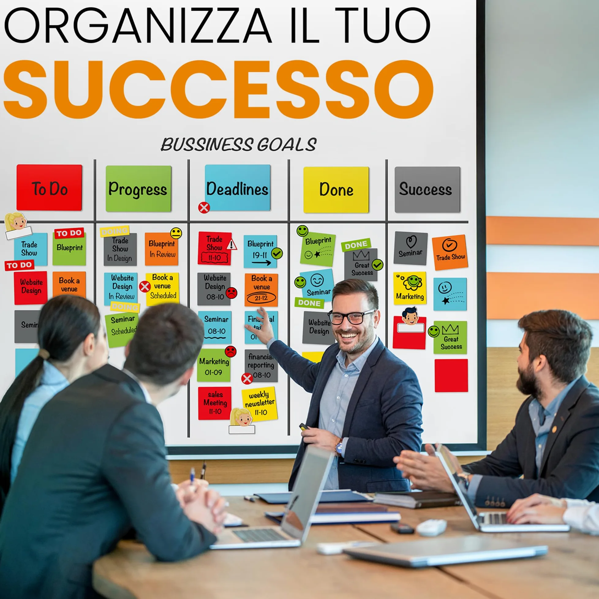 424 Etichette Strisce Magnetiche Scrivibili - Set 5 Dimensioni | 6 Colori - Accessori Scrum & Kanban - Magneti Scrivibili - Per Lavagne Magnetiche, Frigoriferi
