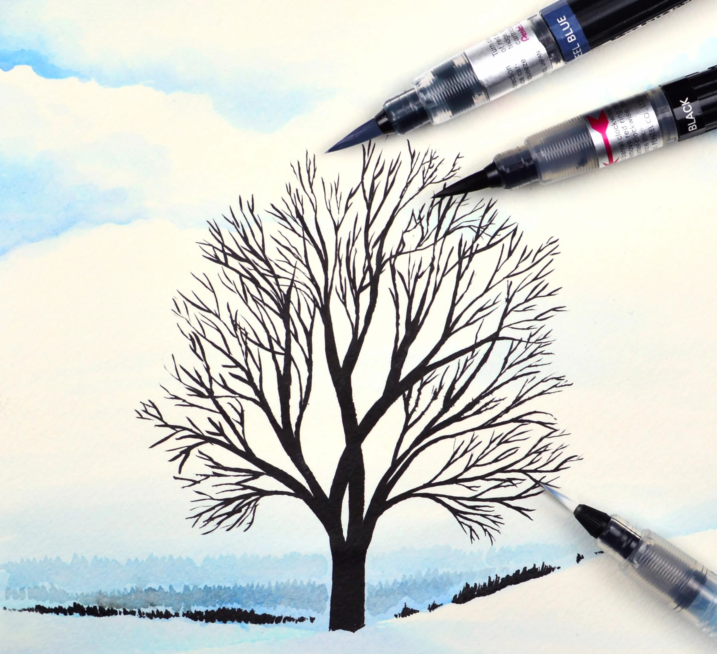 Pentel Colour Brush, nero, pennello inchiostro base acqua