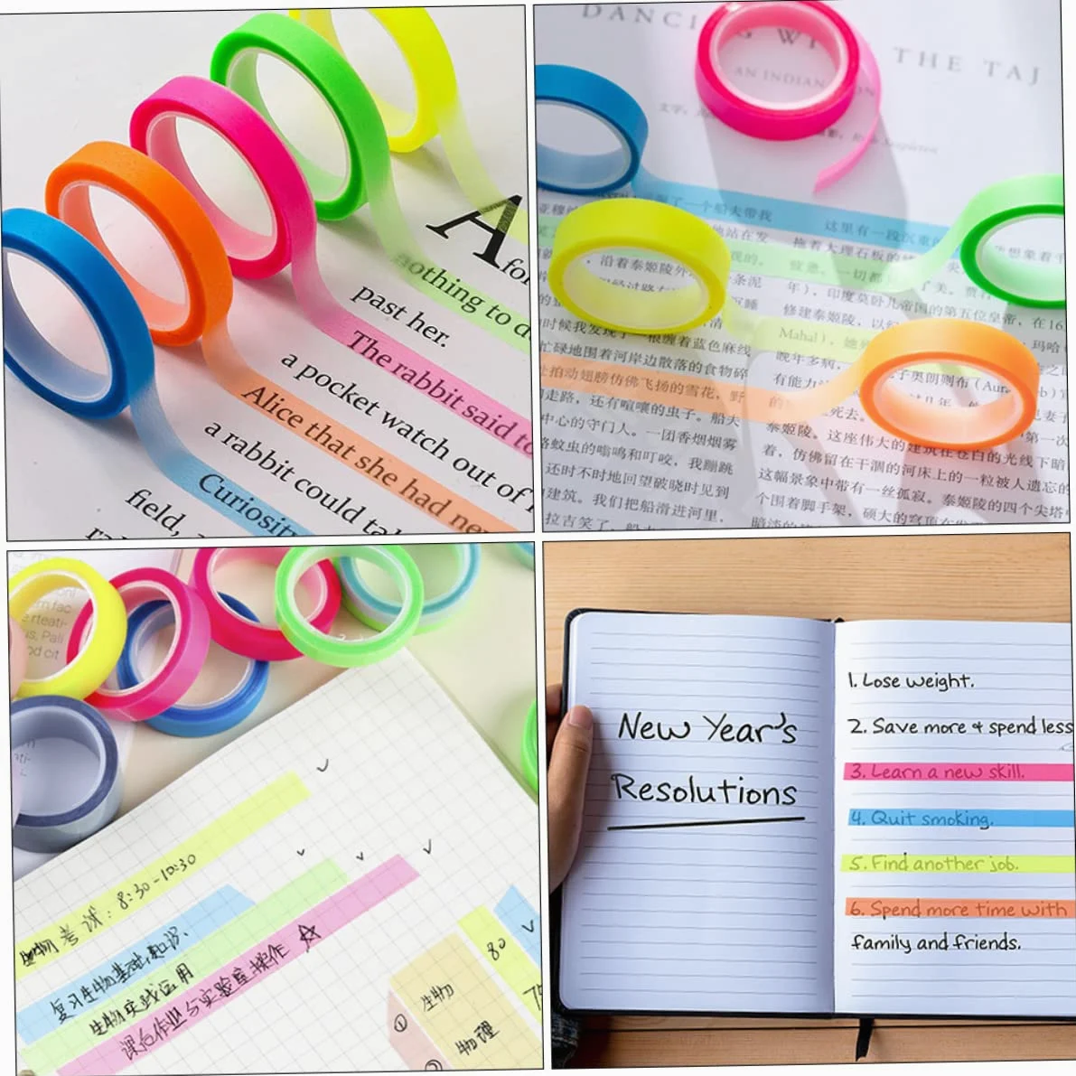 100rotoli Linguette Adesive Trasparenti Evidenziatore Multi- Per e Segnapagina Per Scuola Ognuno