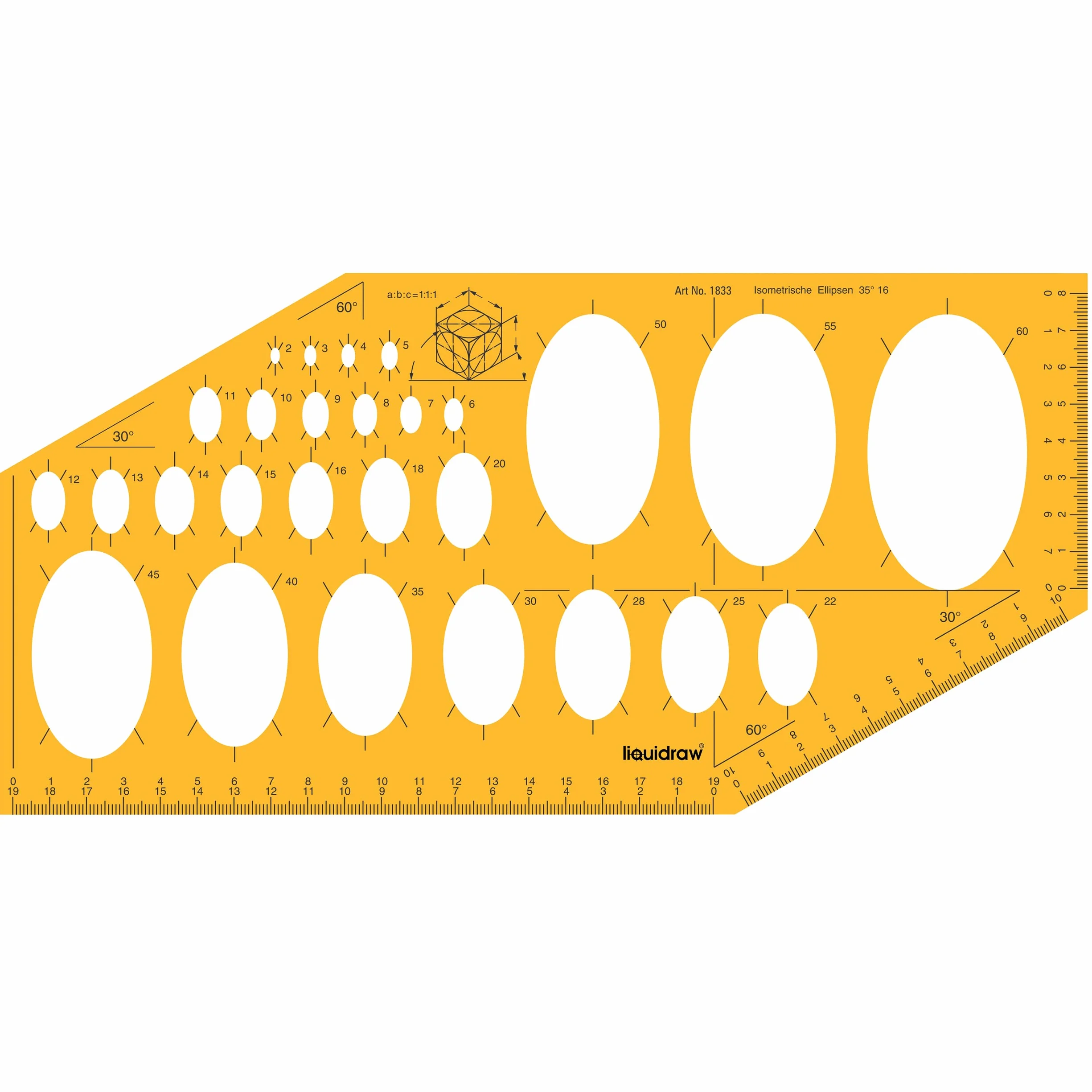 Liquidraw Stencil a forma di ellisse 27 ellissi forme geometriche in plastica trasparente per disegno tecnico ingegneria architettura
