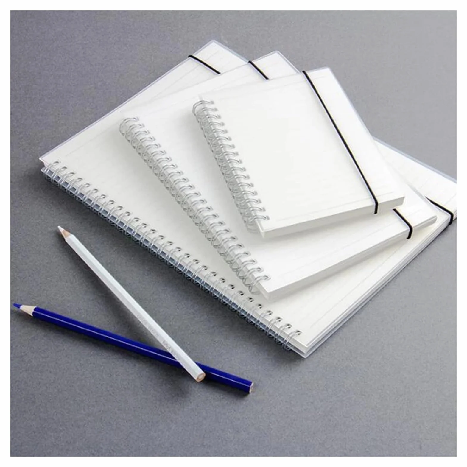 Quaderno A Spirale A4/B5/A5/A6/ Carta bianca trasparente con righe orizzontali, quaderno e punti, blocco note cinturino(Blank,B5-18x26cm)