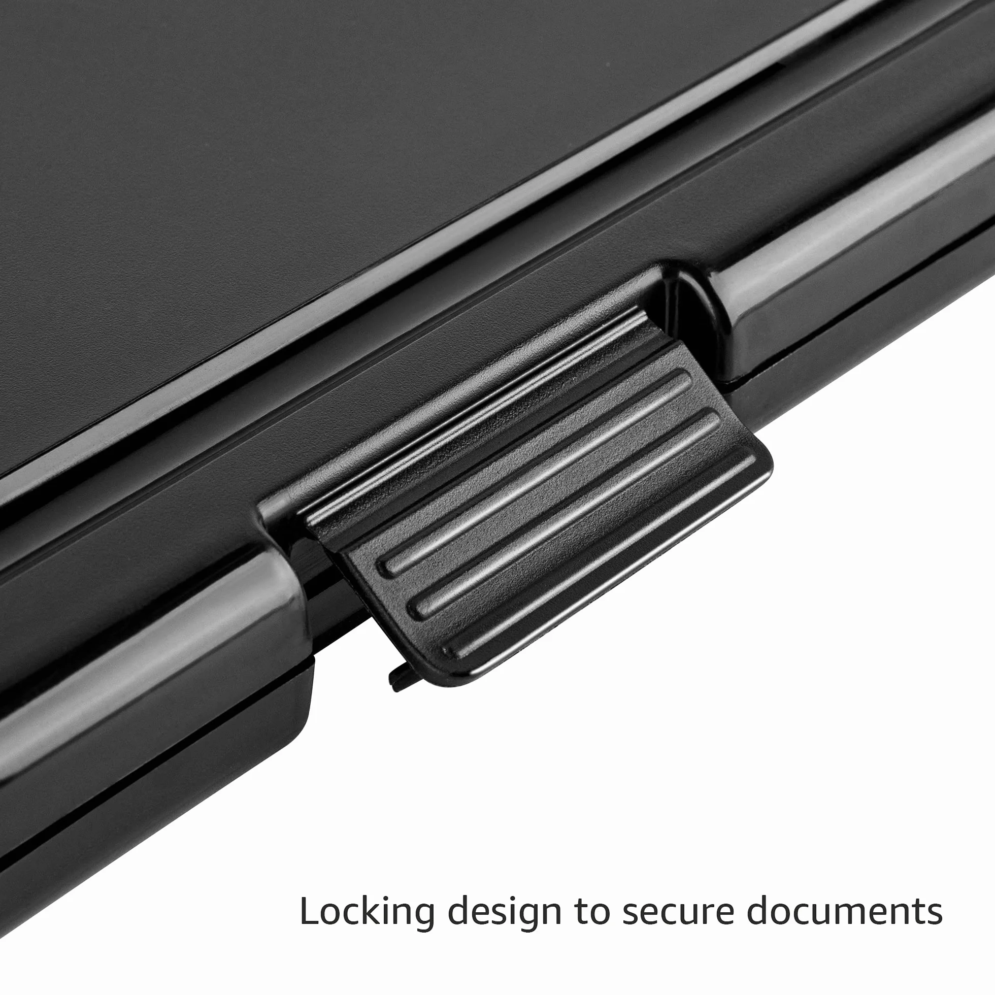 Amazon Basics Portablocco con scomparto portadocumenti, in plastica, confezione da 4, nero