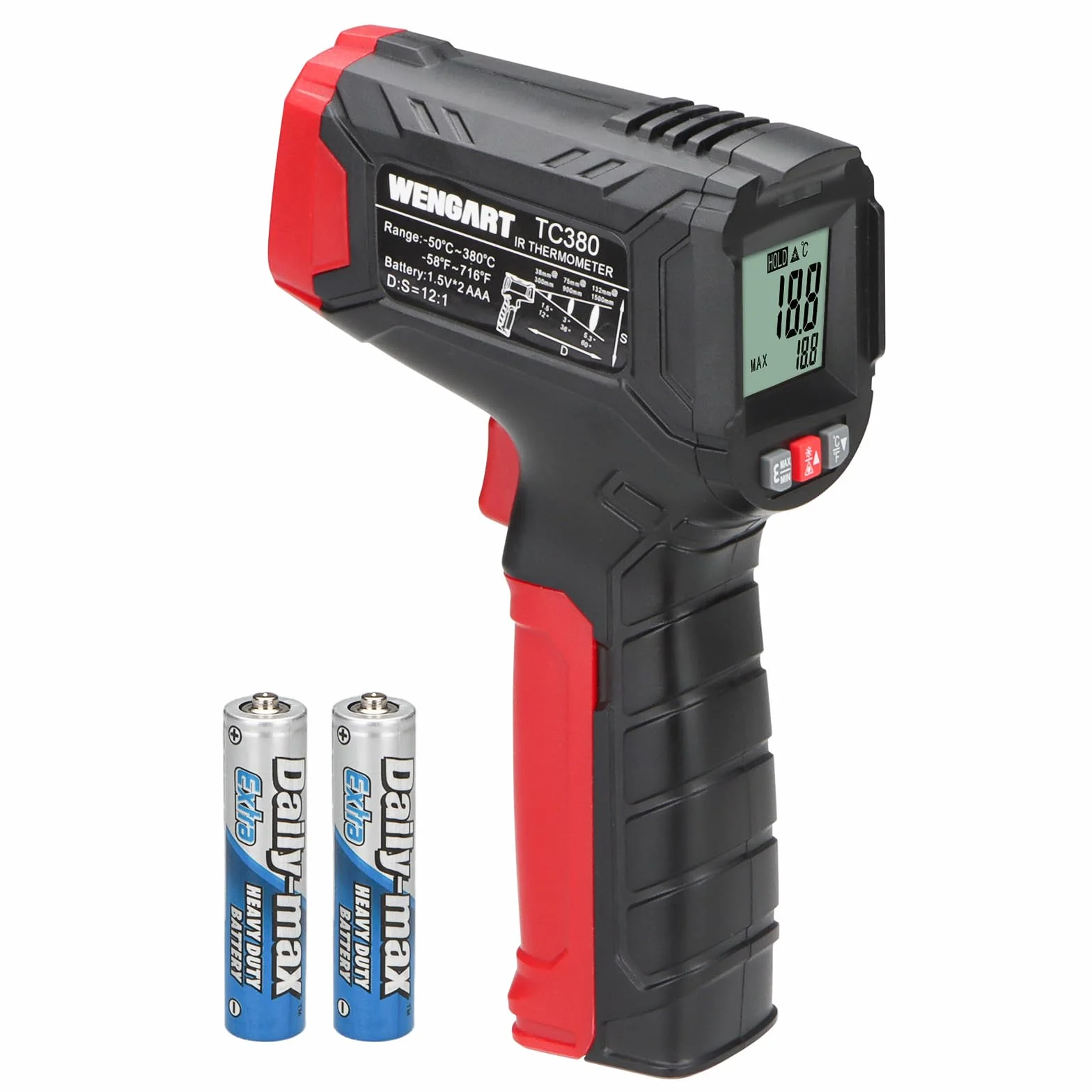 Wengart Termometro a infrarossi WG380 -30°C a 380°C laser portatile senza contatto