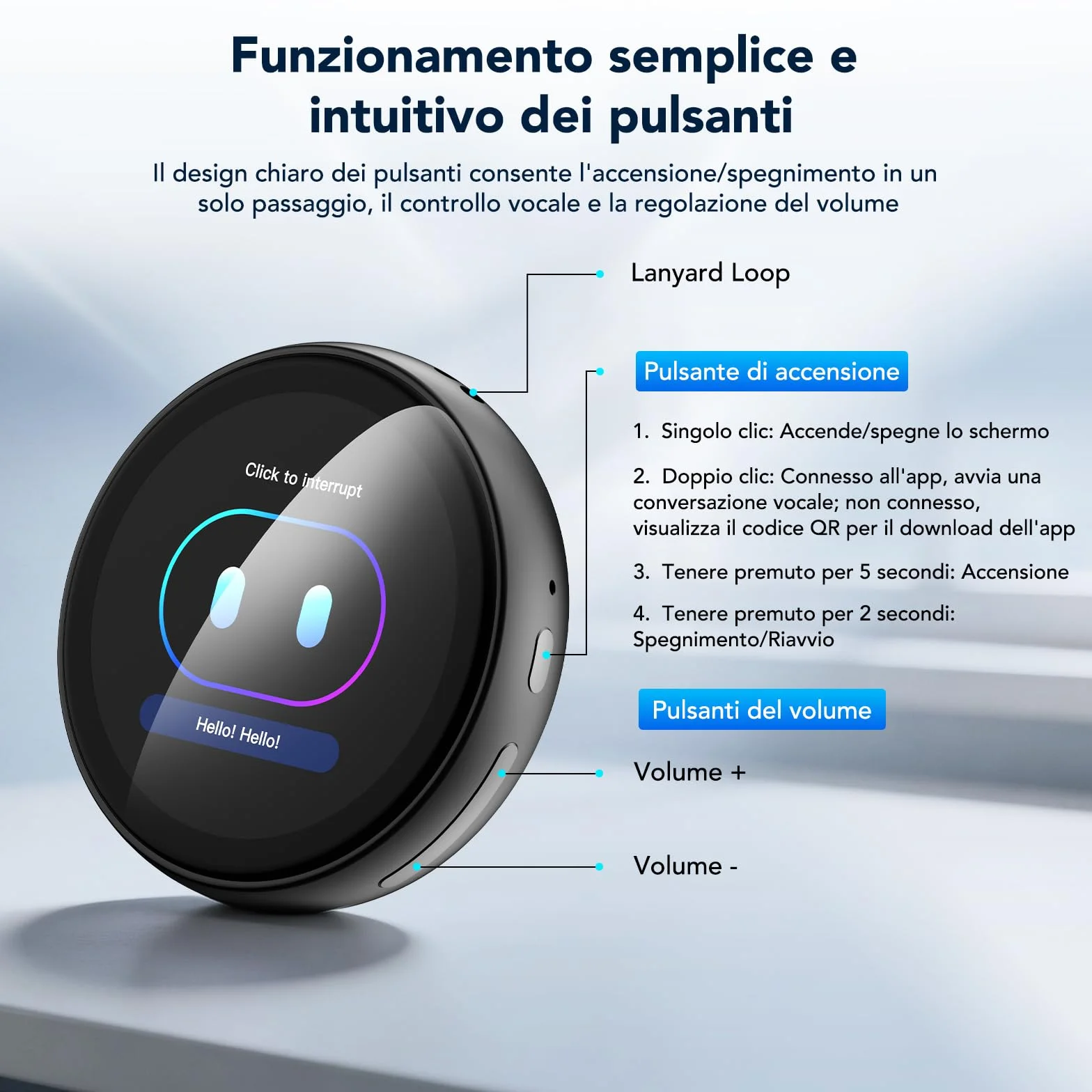 Z01 AI Badge Traduttore Vocale Istantaneo Multilingue –60 Lingue traduttore simultaneo vocale in Tempo Reale, Smart E-Badge con LCD Touch HD, Traduttore Simultaneo Vocale Portatile per Viaggi e Affari