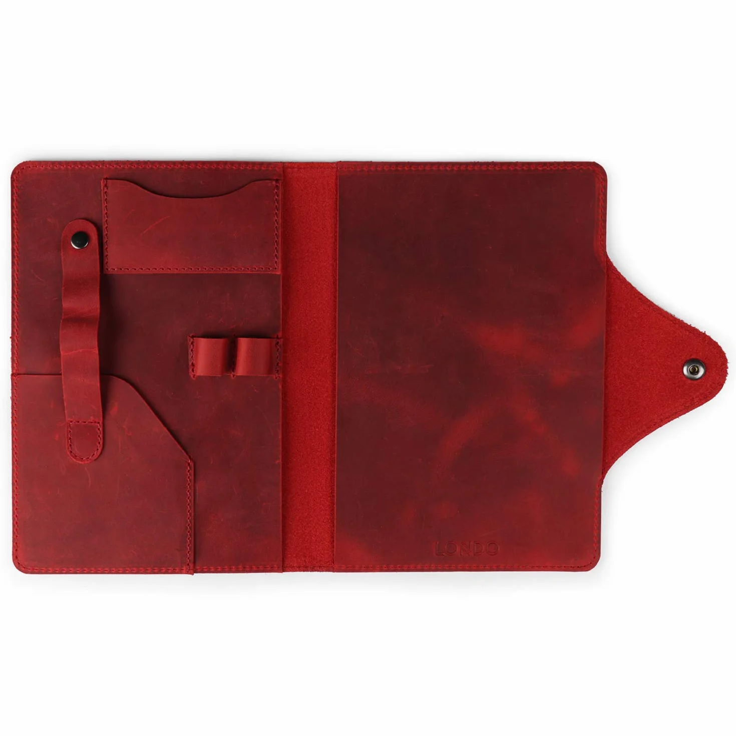 Londo Portfolio Vera Pelle Blocco Note Chiusura Scatto Cartella Elegante Funzionale