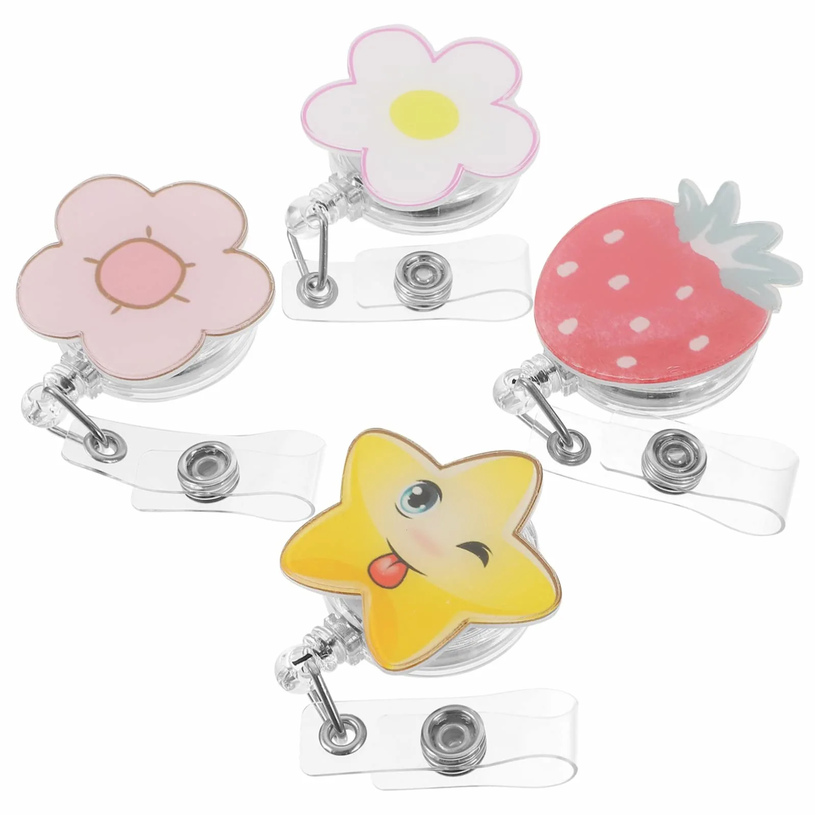 SHINEOFI 5 Set Di Cordino Porta Badge Retrattile Con Clip Per Targhetta Identificativa Con Clip Posteriore Fissata Per Lavoratori Del Settore 4 Pezzi * 5