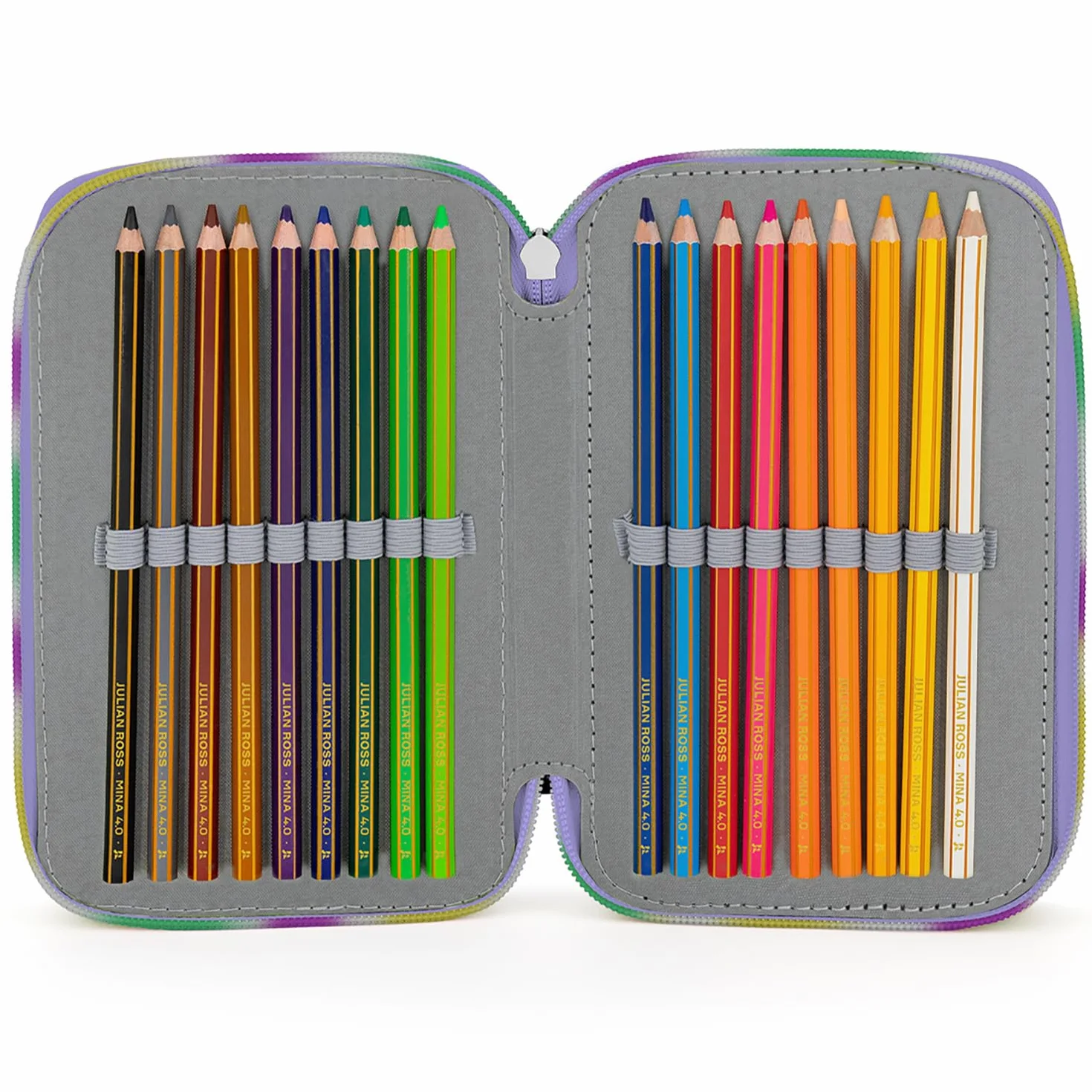 Clondo Astuccio Scuola 3 Scomparti Completo Stitch Fan 46 Accessori Kit Cancelleria Penne Gel Cancellabili Pennarelli Pastelli Colla Evidenziatore