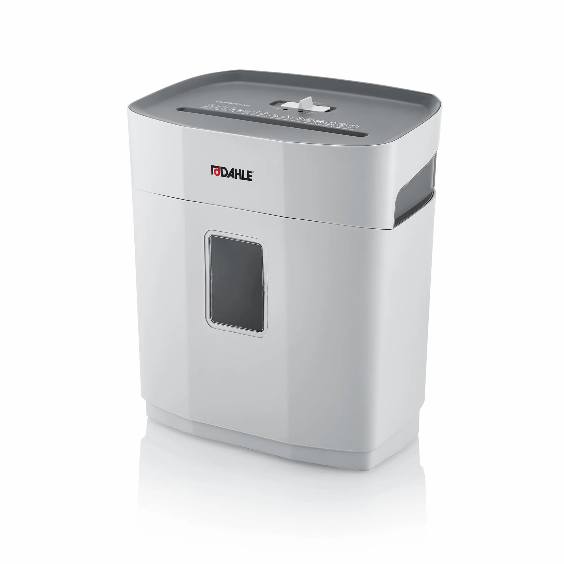 Dahle PaperSAFE PS 100 - Distruggidocumenti (5 fogli, livello di sicurezza P4, taglio a particelle, senza olio e manutenzione, 12 litri, colore: Grigio
