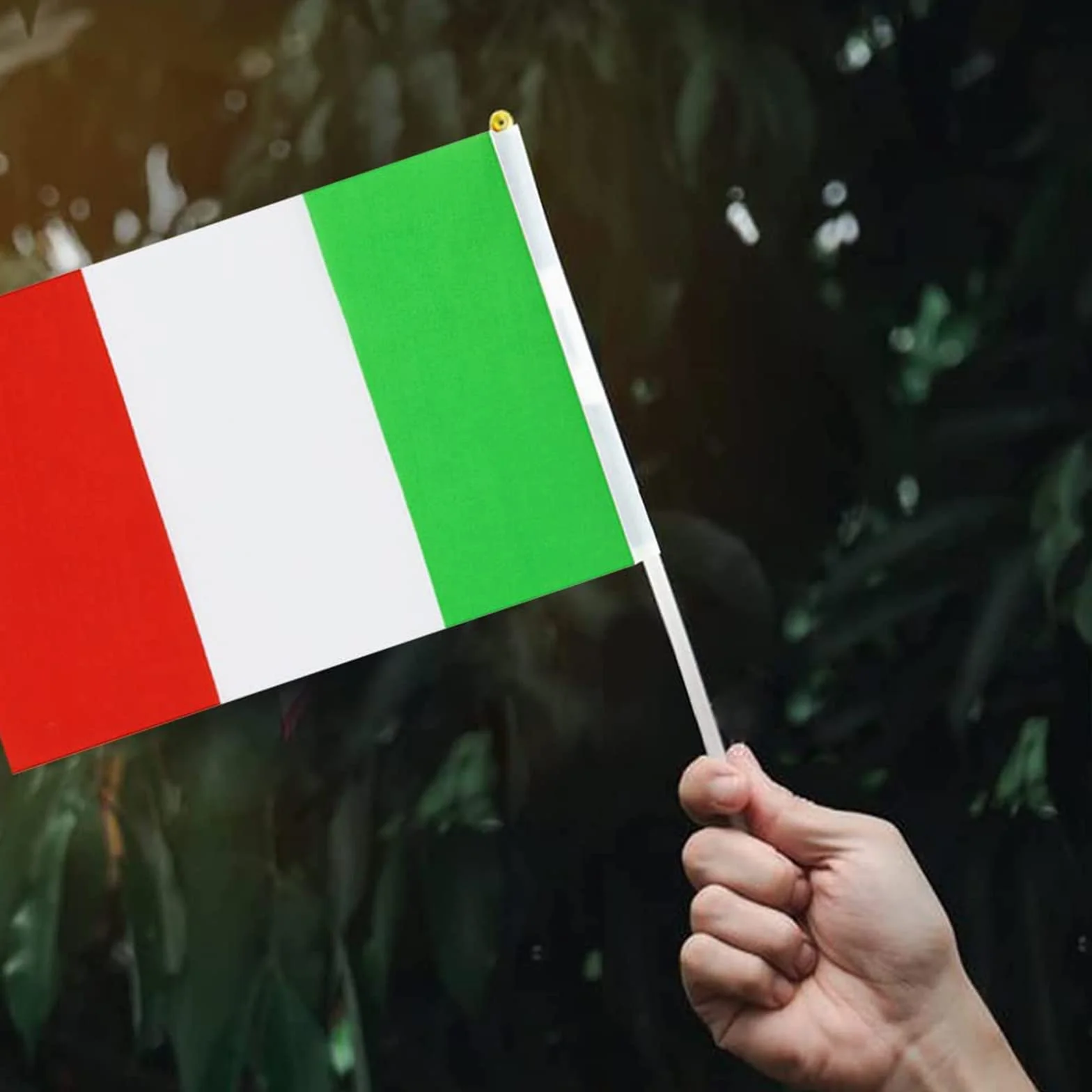 Bandiera dell'Italia a Manovella Con Bastoncino - Mini Bandiere Italiane 10 PCS