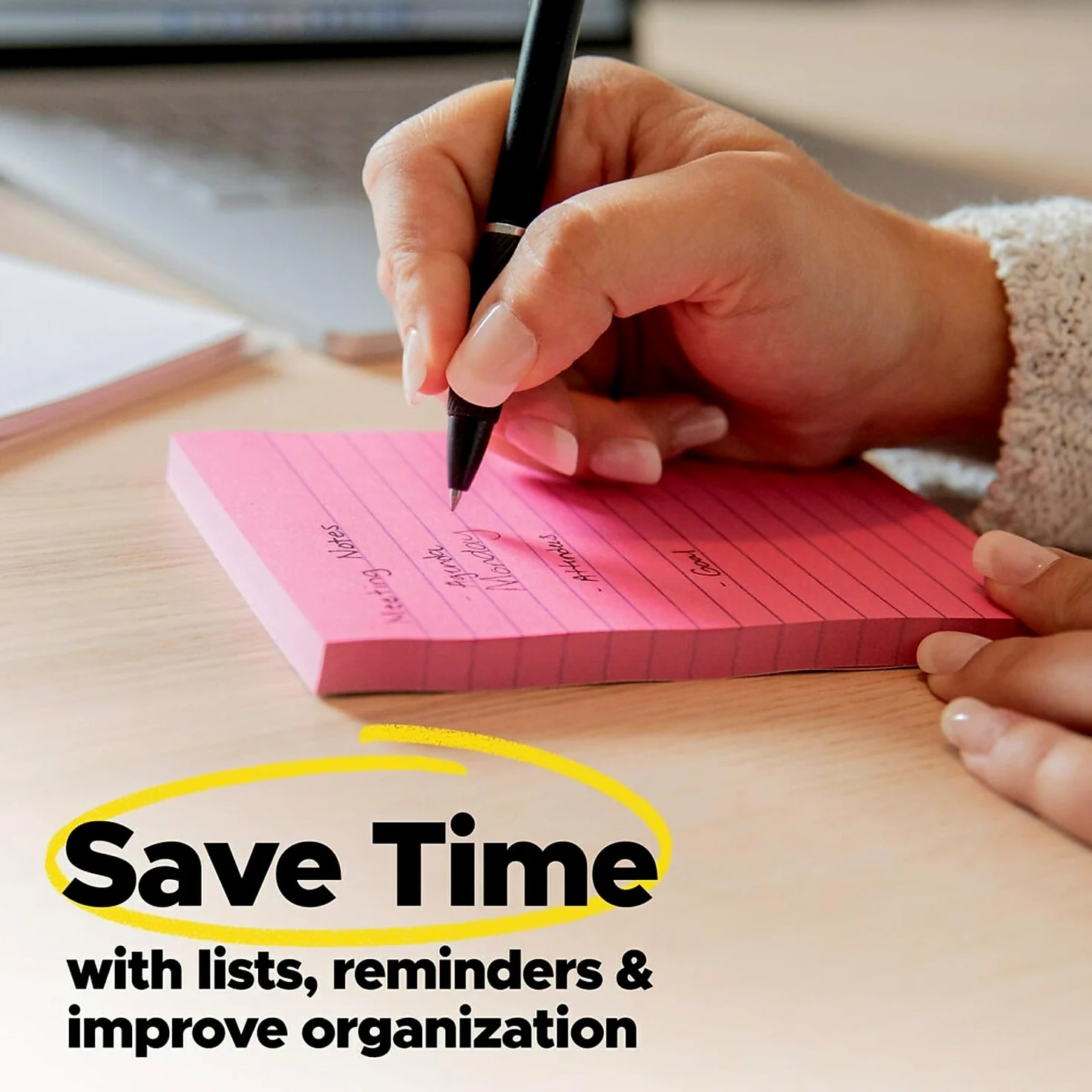Post-it Notes Super Sticky Large Lined Format Notes, 8 x 6, Four Colors, 4 45-Sheet Pads PK - MMM6845SSPL