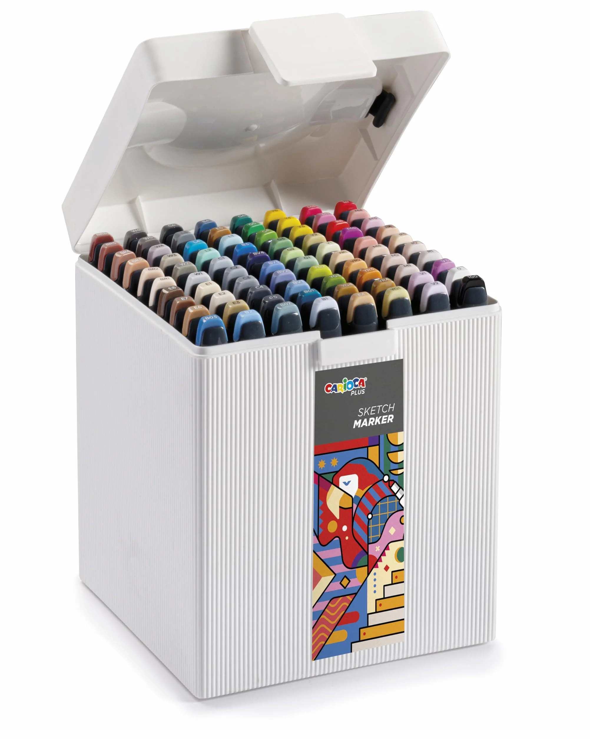 CARIOCA Plus, Sketch Marker, Scatola Rigida con Marcatori a Doppia Punta, Colori Assortiti, 80 Pezzi
