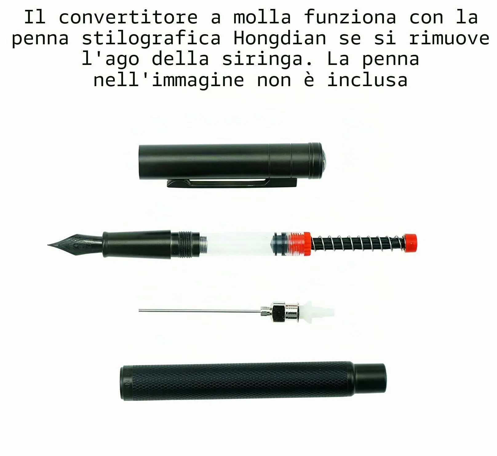 Penne stilografiche per siringa a inchiostro, convertitore a molla con punta rimovibile e ago smussato, confezione da 5