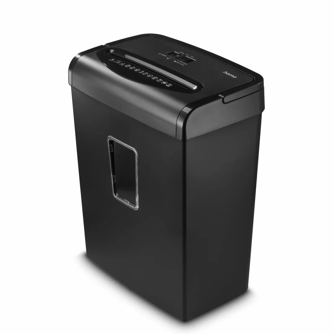 Hama Trituratore Carta Distruggitrice Distruggitrice Documenti Carte Graffe, 8 Fogli A4 a Volta, Sicurezza/Off Auto, LED Overload Overheat, Funzione Indietro, Cestino 20L, Sicurezza P5 T5 E4, Nero