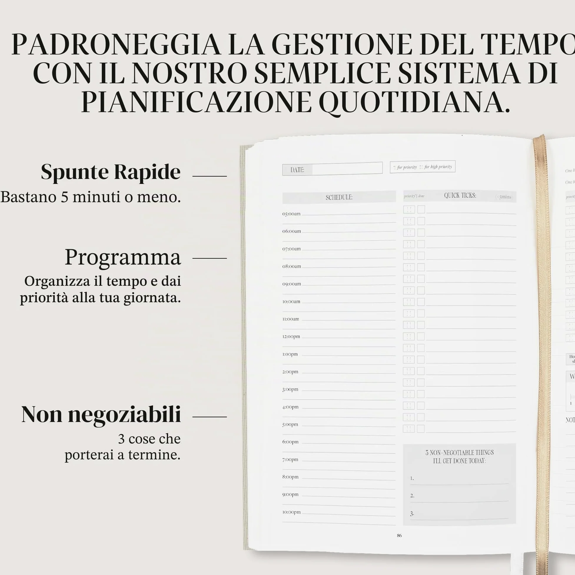 Planner per la produttività con copertina rigida, agenda giornaliera per organizzazione, gestione del tempo e produttività, planner A5 non datato con il metodo virale di Grace Beverley | Linen Dreams
