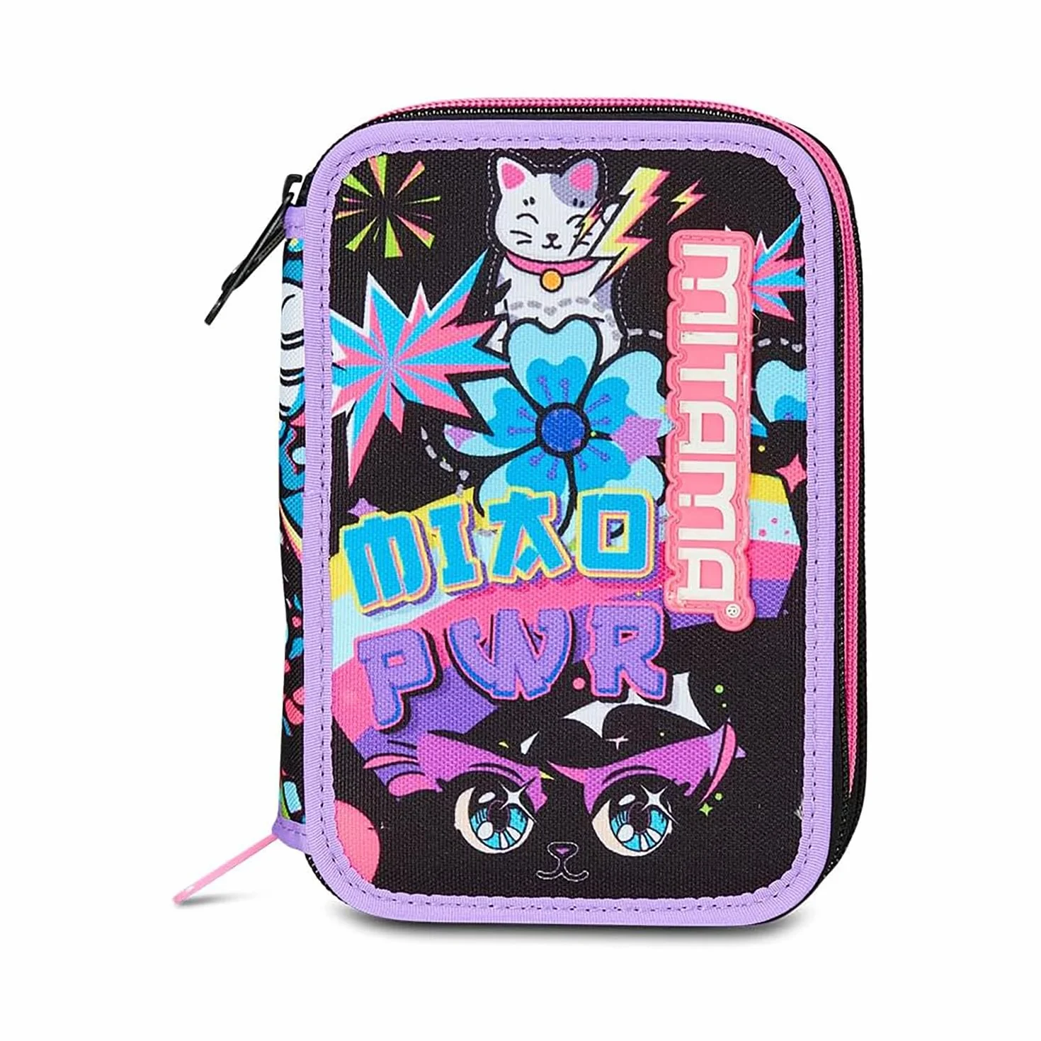 Mitama Astuccio Scuola 3 Scomparti, TRIPLO MANGA EFFECT, Contenuto 47 pz, Completo di Matite, Pennarelli, Portapenne Scuola Elementare Bambina, 064523-000