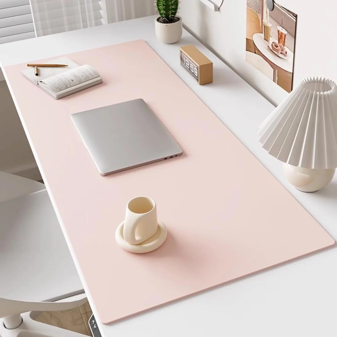Tappetino da scrivania in pelle PU antiscivolo impermeabile per ufficio gioco (rosa, 100 x 60 cm)