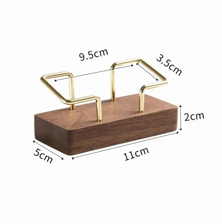 Porta Biglietti da Visita in Legno Porta Biglietti da Visita per scrivania Organizer in Metallo e Legno Porta Biglietti da Visita (Marrone 11x5x5,5 cm)