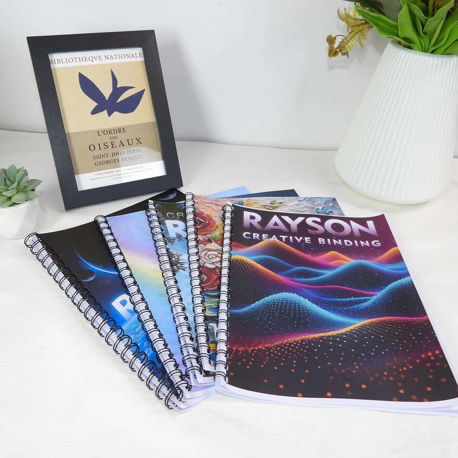 Rayson Fili per rilegatura a doppio anello, misure miste (3/8", 7/16", 1/2", 9/16", 5/8"), spine per rilegatura a filo passo 2:1, 21 anelli, nero, confezione da 100