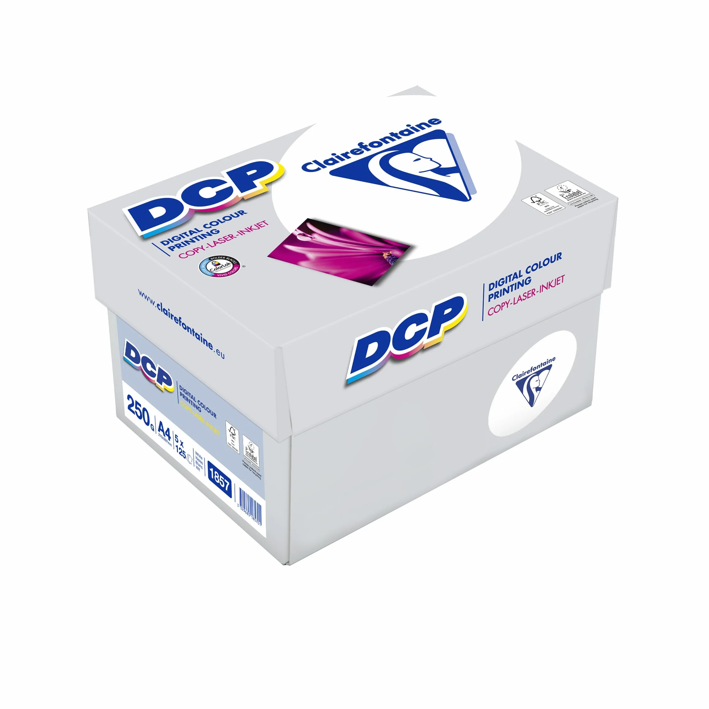 Clairefontaine Digital Color Printing 1857SC 625 fogli di carta bianca formato A4, 250 g al m2, confezione con 5 risme da 125 fogli, colore: bianco (170 CIE)