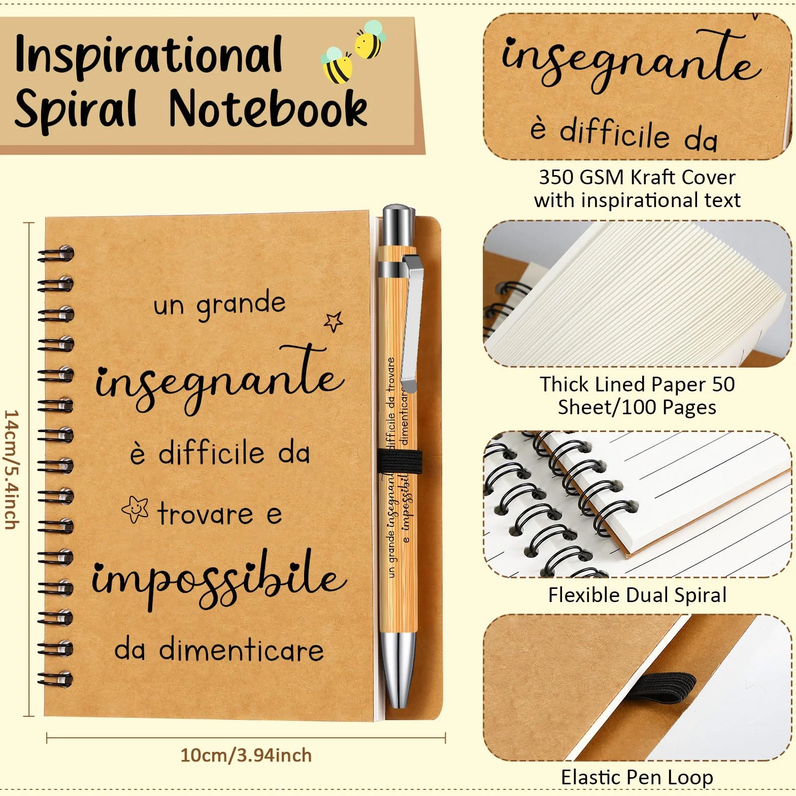 Sinmoe Portachiavi Agenda con Penna Regalo Maestre Fine Anno Asilo