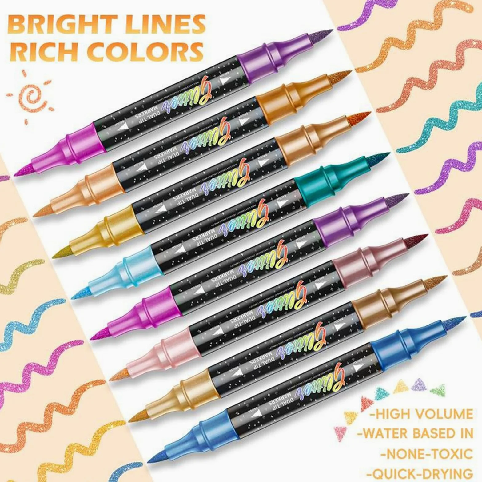Pennarelli Doppia Punta Non Sanguinanti | Pennarelli Colorati per Arte, Disegno e Pittura per Scuola, Casa, Attività Creative, Schizzi, Diario e Scrapbooking