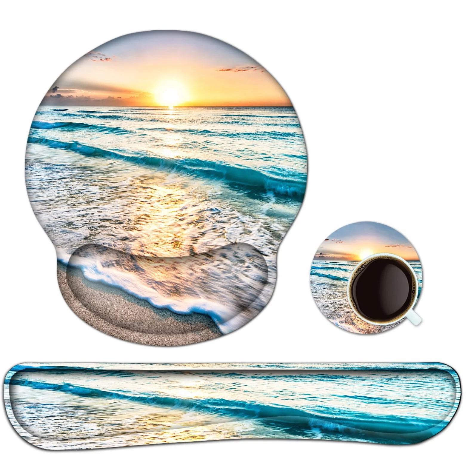 Set di poggiapolsi 3 in 1, tappetino ergonomico con cuscino in gel per mouse e tastiera