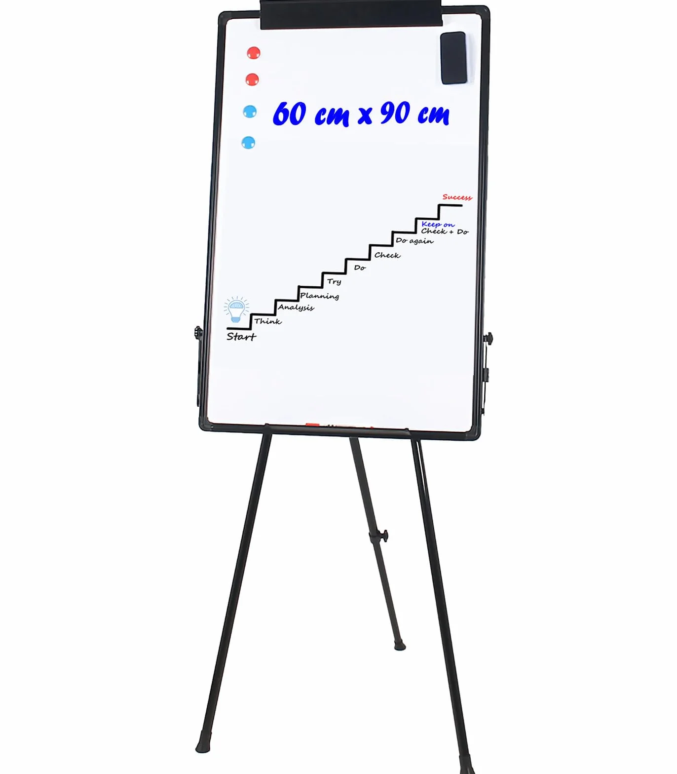 TUKA-i-AKUT Lavagna Bianca Magnetica Cavalletto, 90X60cm Lavagne Magnetica Cavalletto Treppiedi Lavagna a Fogli Mobili, Pieghevole, Regolabile in Altezza, Scrivibile Cancellabile, Nero TKD8710