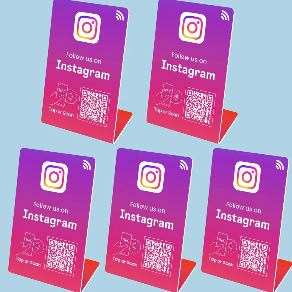 Follow us Stand, QR Code+NFC Tap, per Instagram, ottieni più follower, codice QR dinamico, compatibile con tutti i telefoni, link può essere cambiato in qualsiasi momento (5, viola)