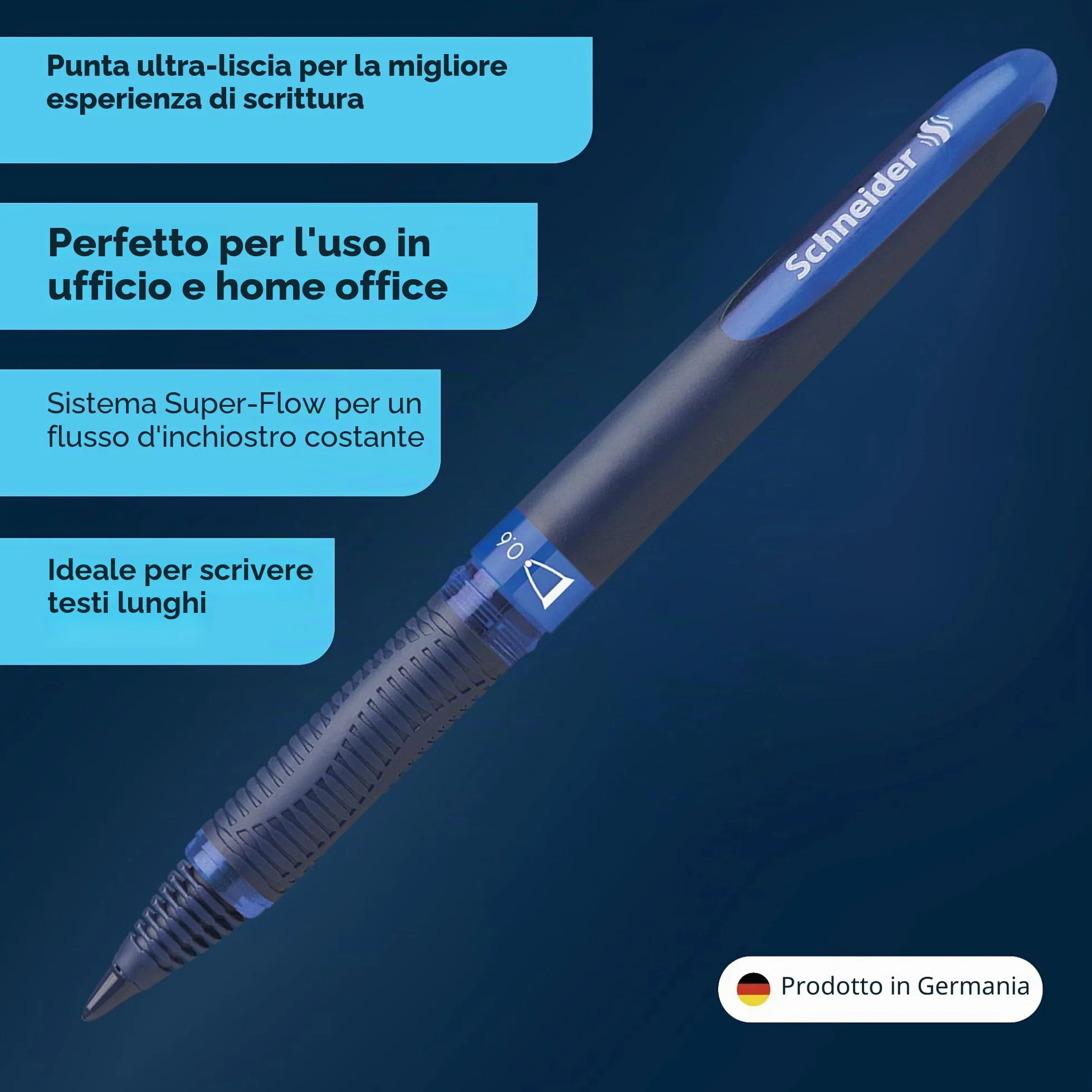 Schneider 183084 Penna roller One Business 0,6 mm set 4 pezzi blu nero