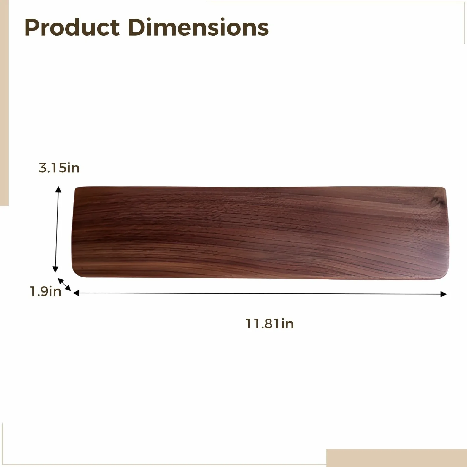 Poggiapolsi in legno di noce nero, 30 cm, poggiapolsi per il 60% delle tastiere, comodo supporto per il polso per digitare e giocare, design elegante