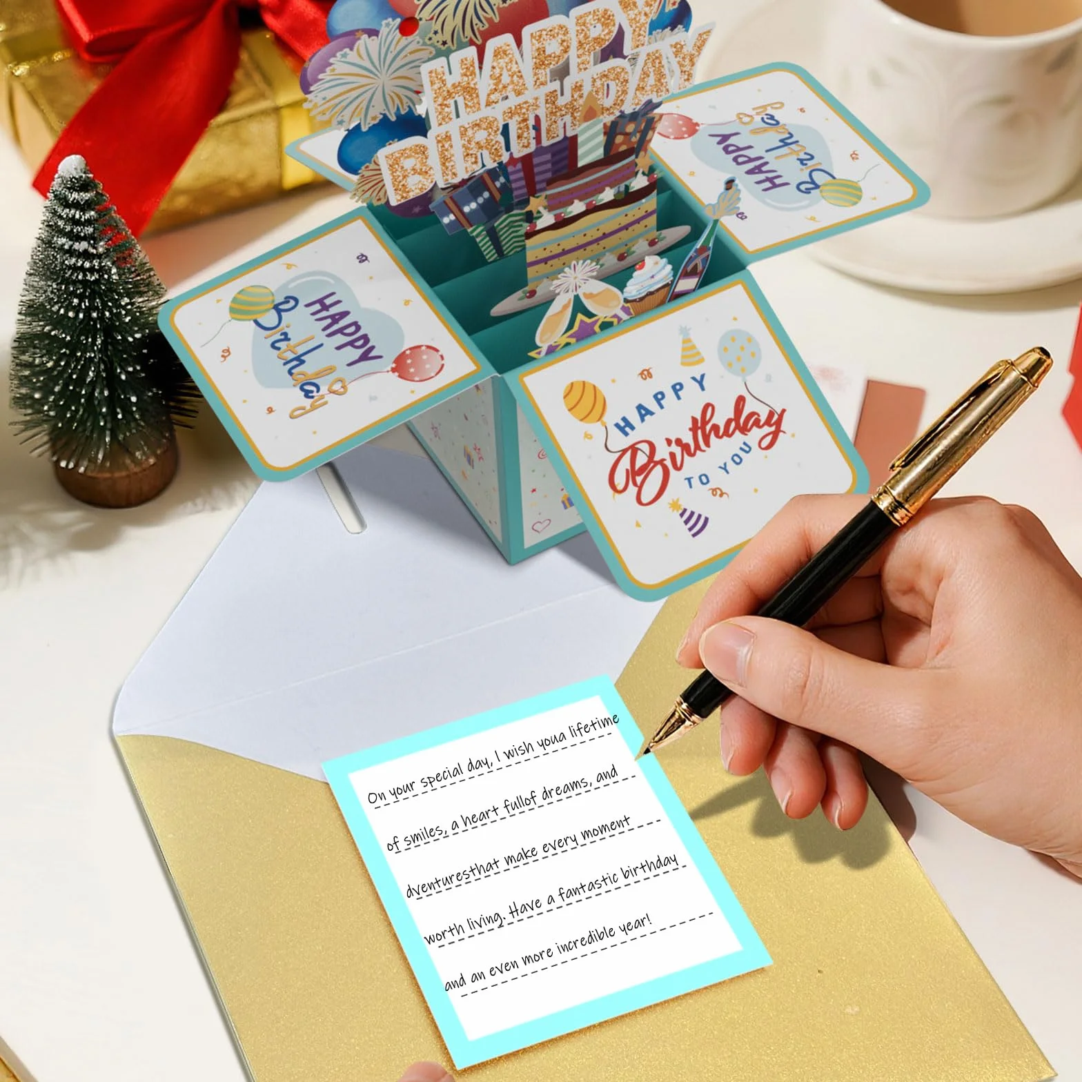 Biglietto di auguri pop-up per il 26° compleanno, con luci soffiabili e musica, divertente biglietto di auguri pieghevole 3D, regalo per 26 anni ragazzo ragazza amici