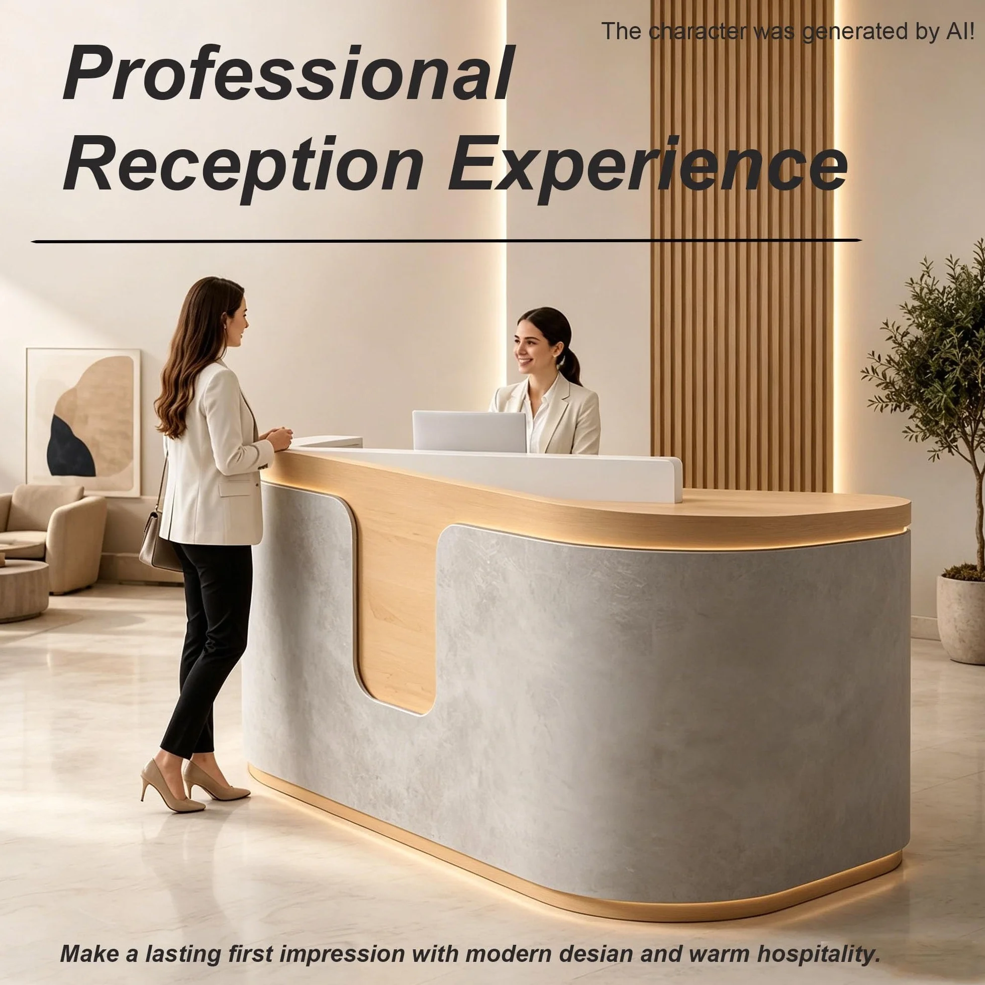 Bancone Reception Cassa Scrivania ufficio Moderno(Milky white,39.3 in)