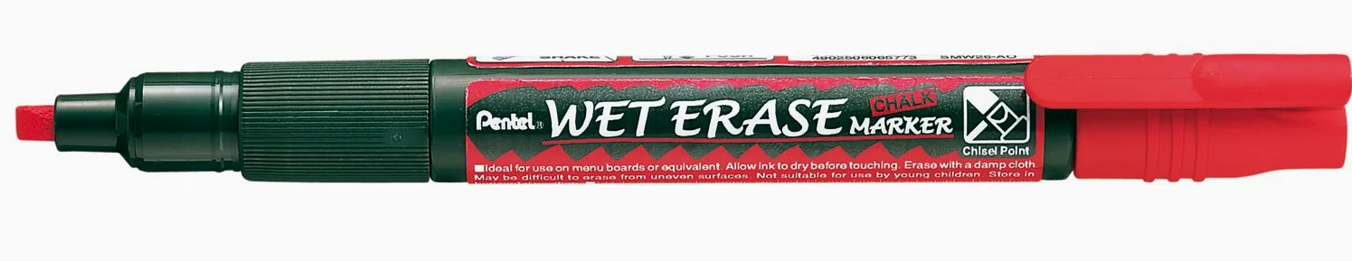 Pennarello gesso cancellabile Wet Erase rosso (12 pezzi)
