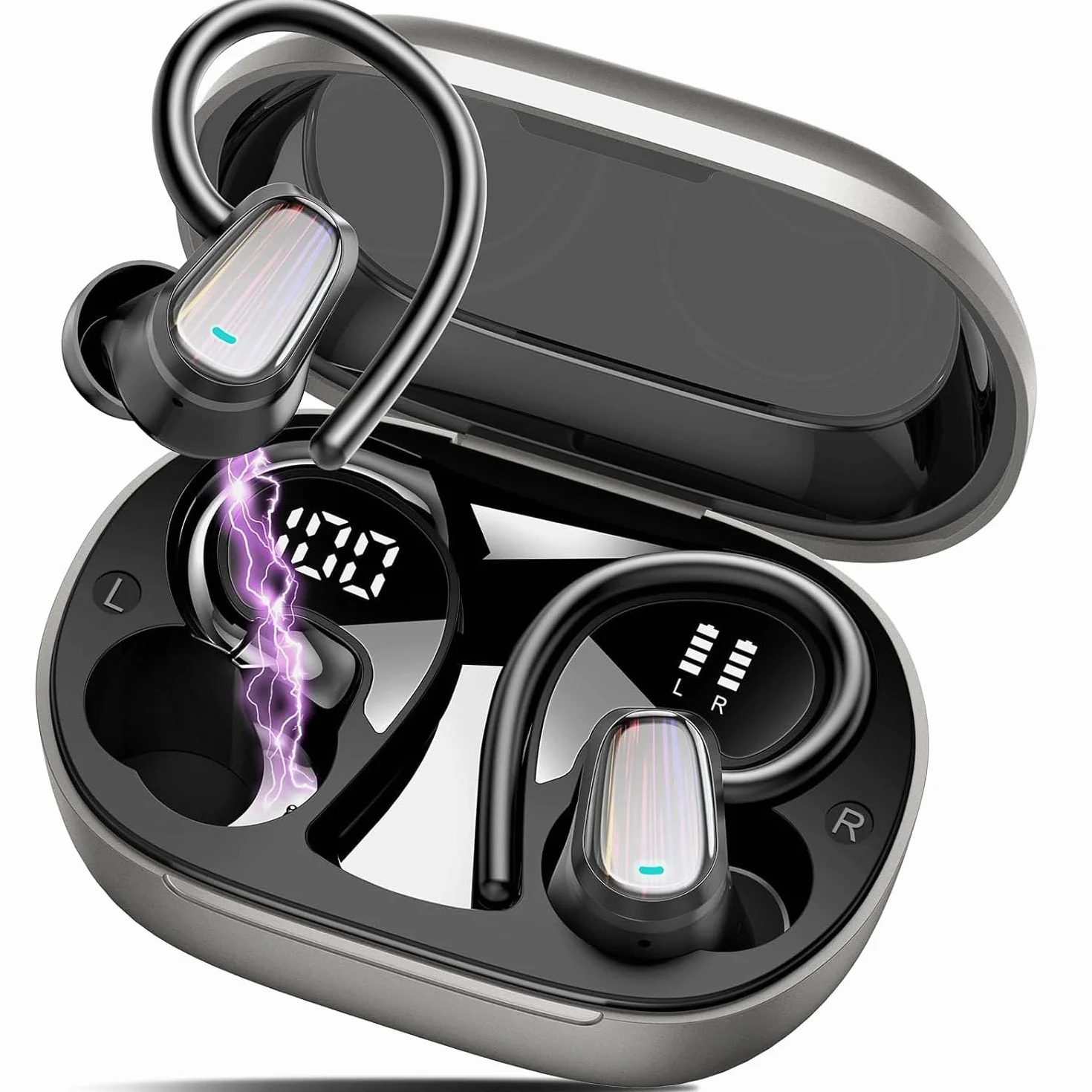 OYIB AI Cuffie Traduzione, Bluetooth 5.4 Auricolari con 164 Lingue/6 Modalità di Traduzione Nero Chiaro