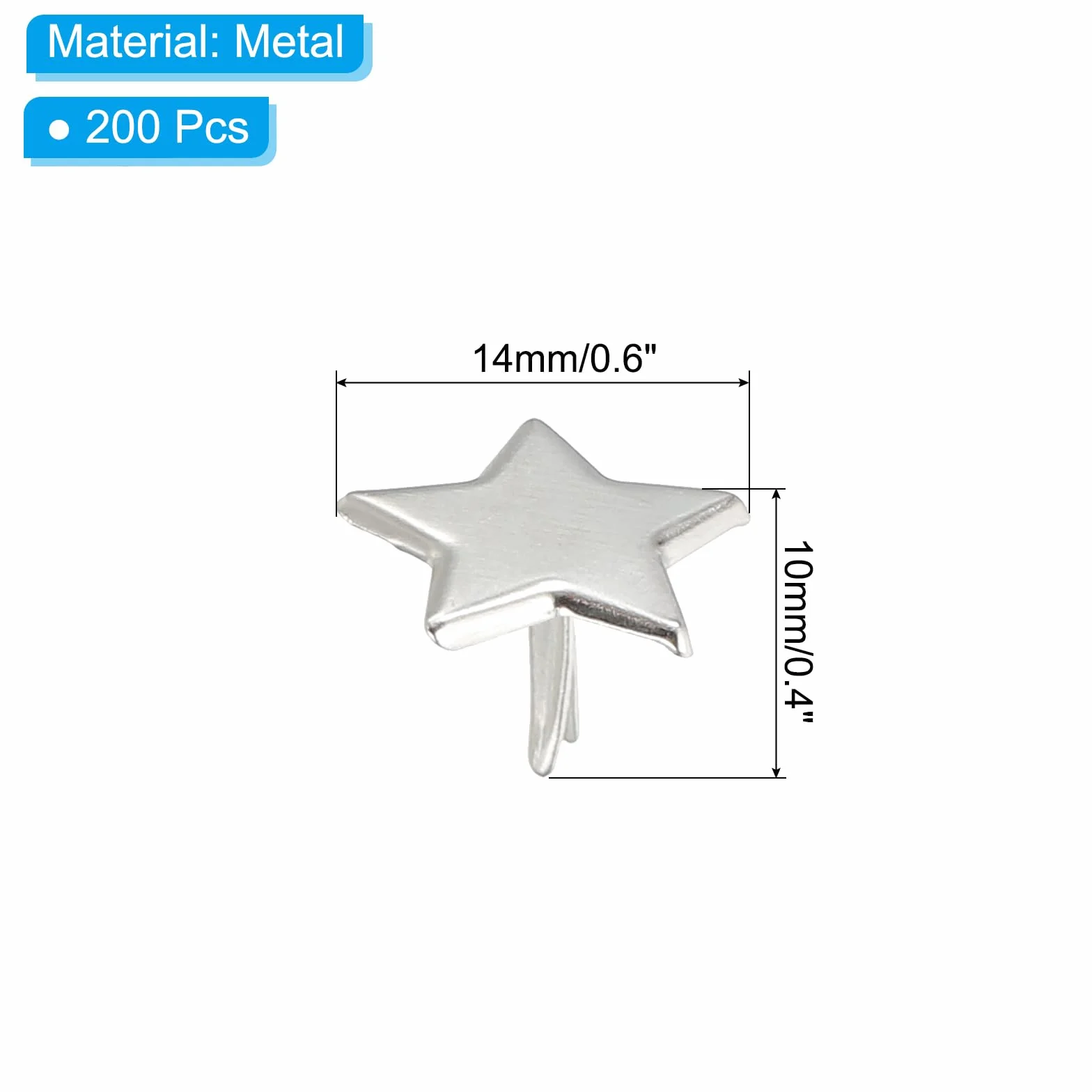 PATIKIL Fermagli per Carta Brads 200Pz Mini Fermacampioni Stella Metallo Testa Tonda Tono Argento 0,6"x0,4"