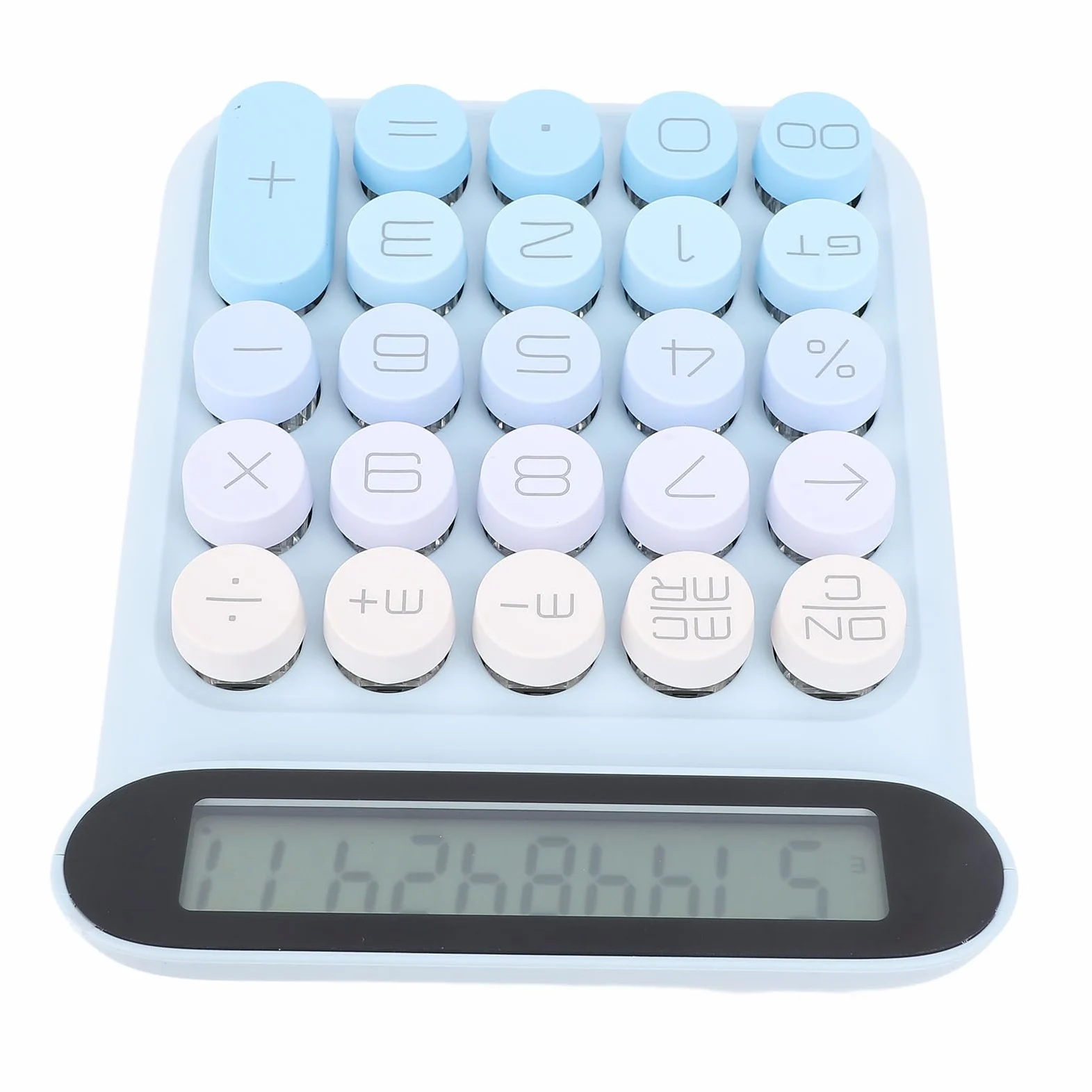 Fabater Calcolatrice Meccanica, 24 Tasti Interruttore Blu Tasti Meccanici Display LCD Copritasti Rimovibili Calcolatrice da Tavolo, Carina con Cuscinetti Antiscivolo e Risparmio Energetico per (BLUE)