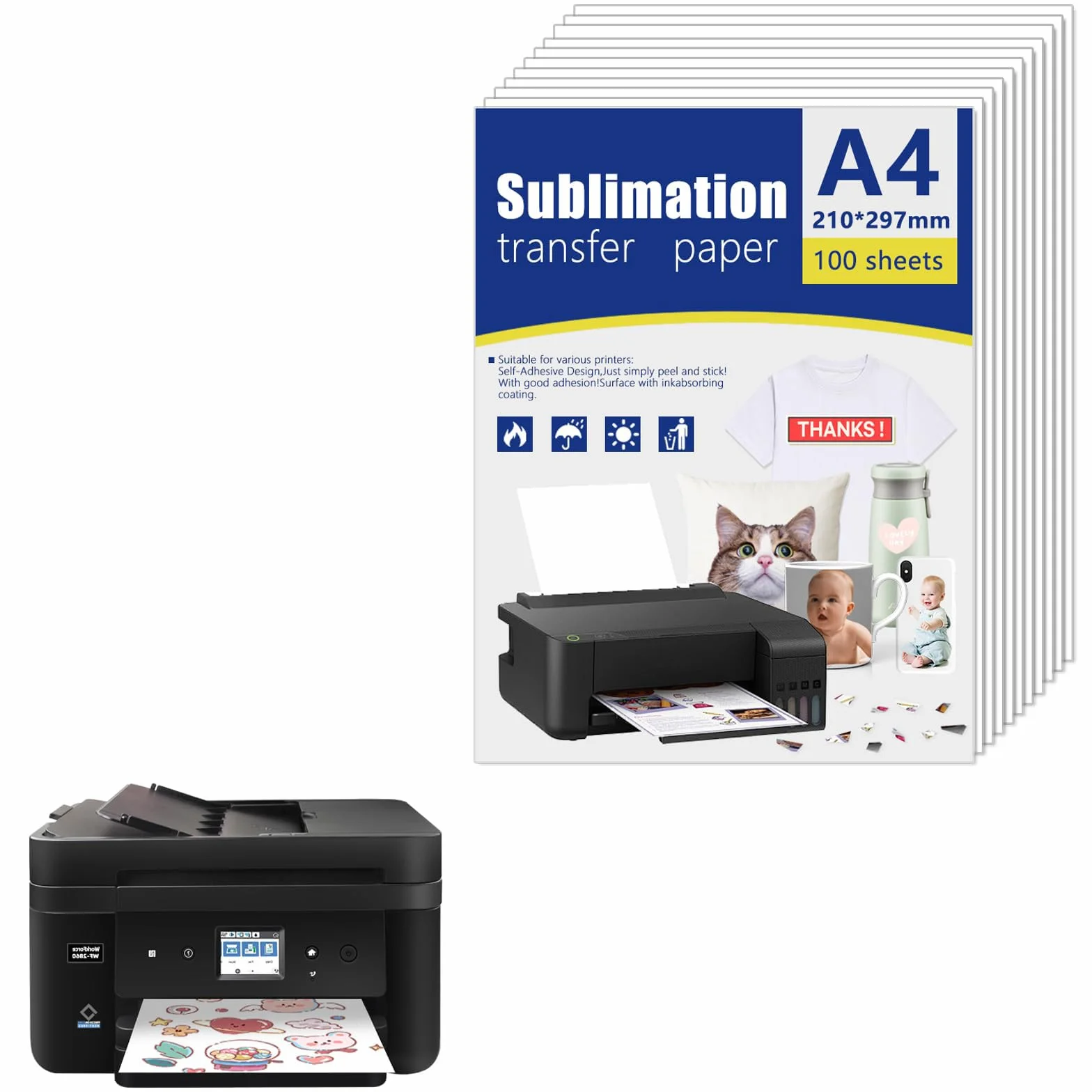 Carta Adesiva Stampabile Trasparente 30 Fogli A4 21x29,7 cm per Stampante Laser e Getto d'Inchiostro