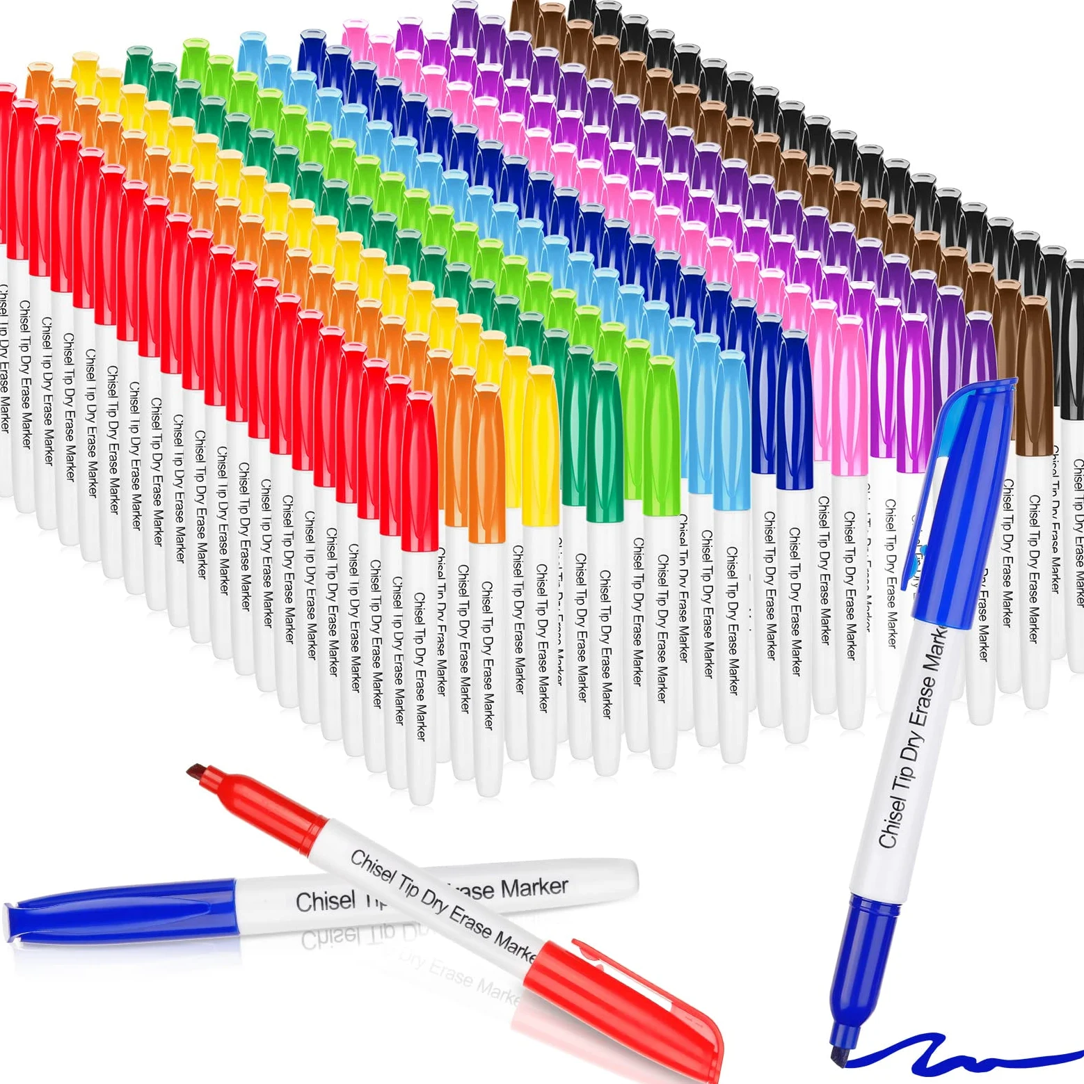 Sepamoon Confezione da 240 pennarelli cancellabili a secco, colori assortiti, punta a scalpello per lavagna bianca, pennarelli a basso odore, cancellabili a secco, per scuola, ufficio, casa