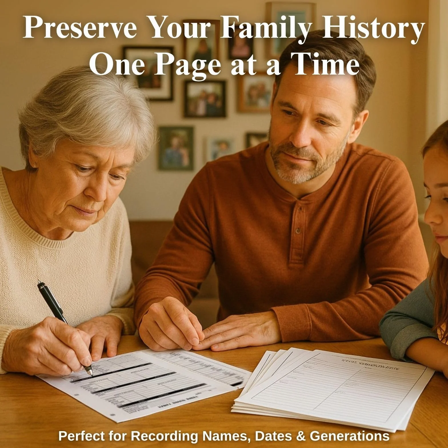 50 fogli di registro genealogico da riempire, grafici per gruppi familiari con carta d'archivio, fogli di lavoro su entrambi i lati, 21,8 x 28 cm, organizer perforato a 3 fori per ricerca sugli