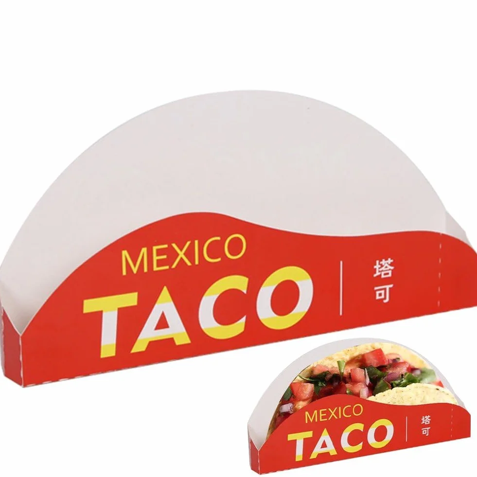 Carta Taco Scatola USA E Getta Asporto Scatola di Imballaggio Contenitore per Patate Fritte Vassoio di Cibo per Ristorante Messicano